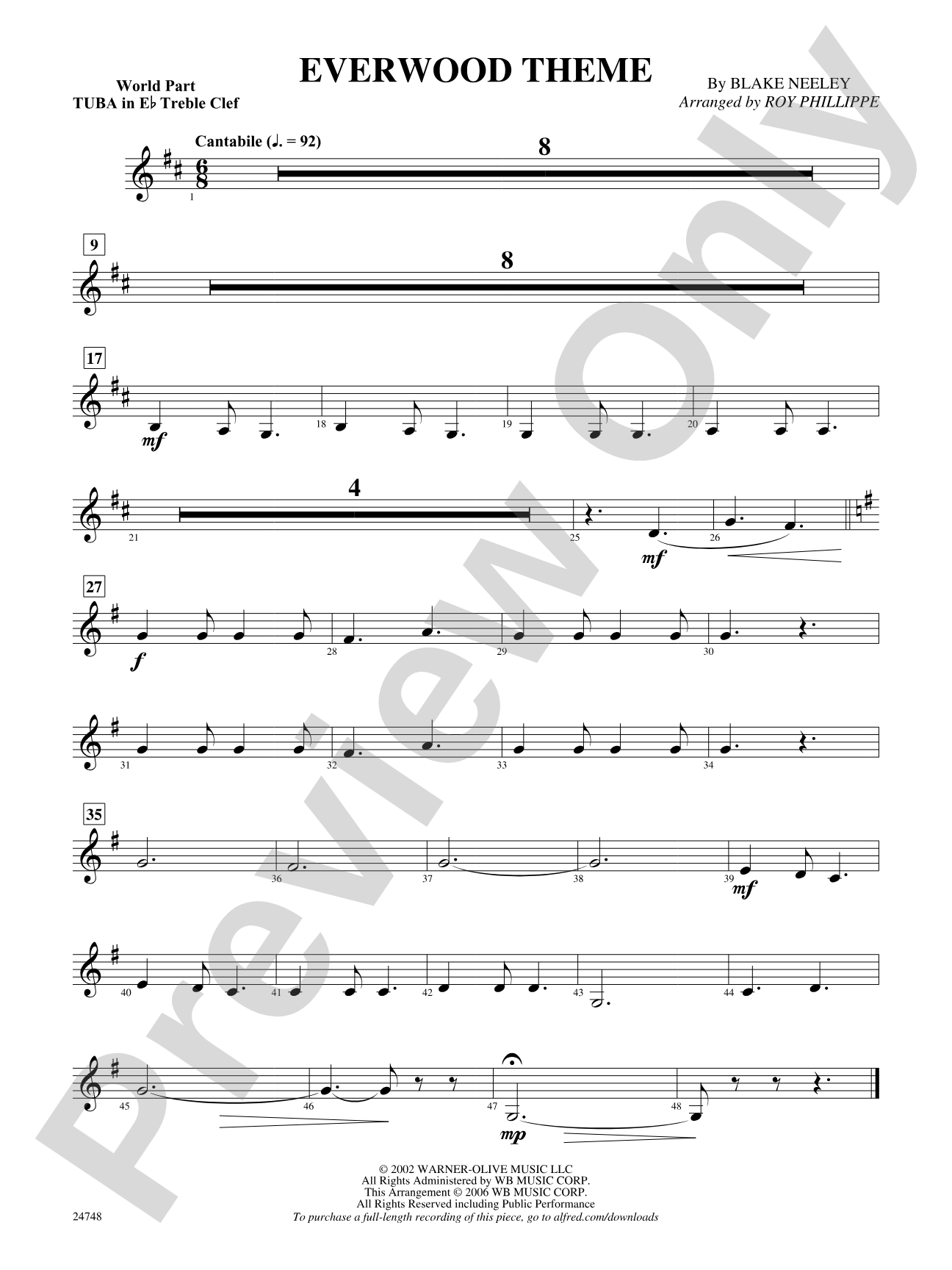Everwood Theme: (wp) E-flat Tuba T.C.