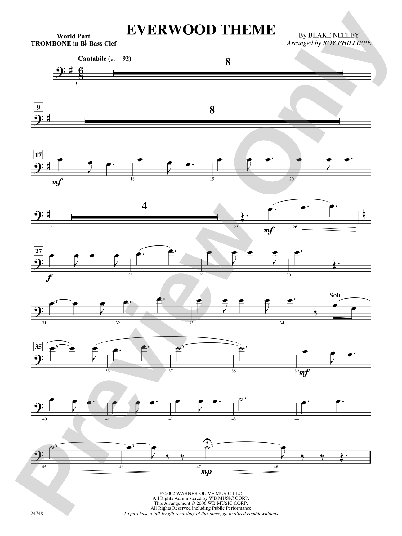 Everwood Theme: (wp) 1st B-flat Trombone B.C.