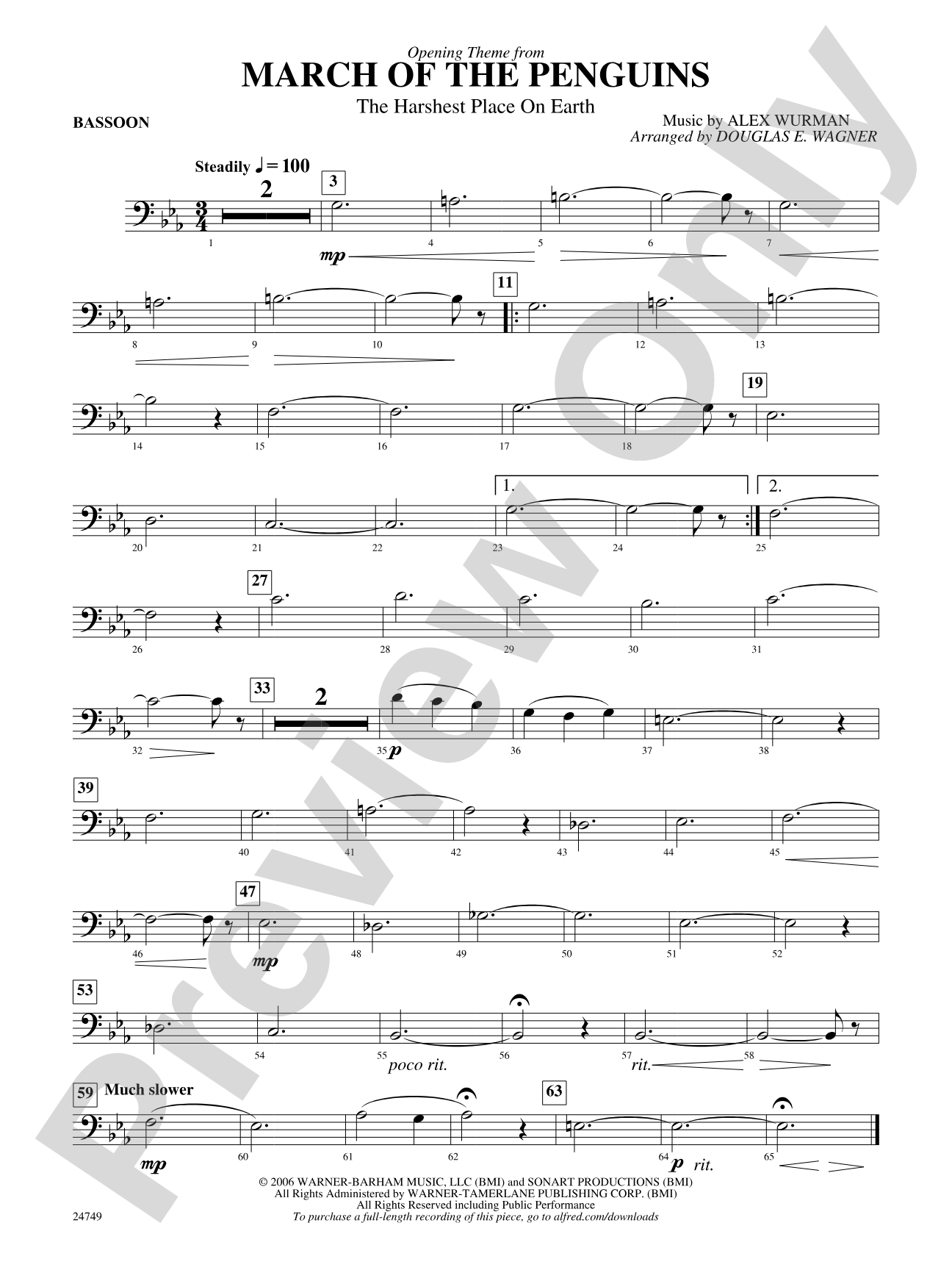 March of the Penguins, Opening Theme from (The Harshest Place on Earth): Bassoon