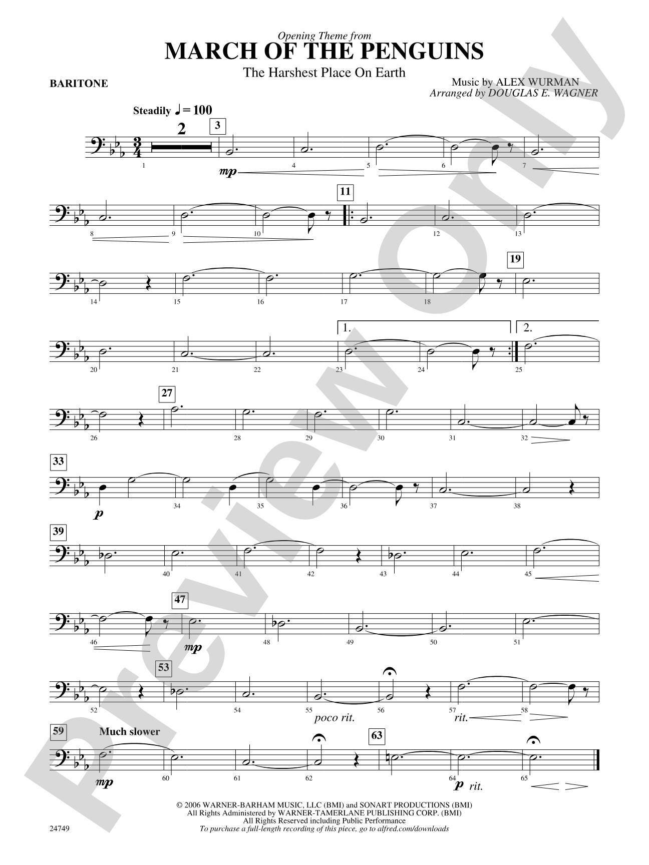 March of the Penguins, Opening Theme from (The Harshest Place on Earth): Baritone B.C.