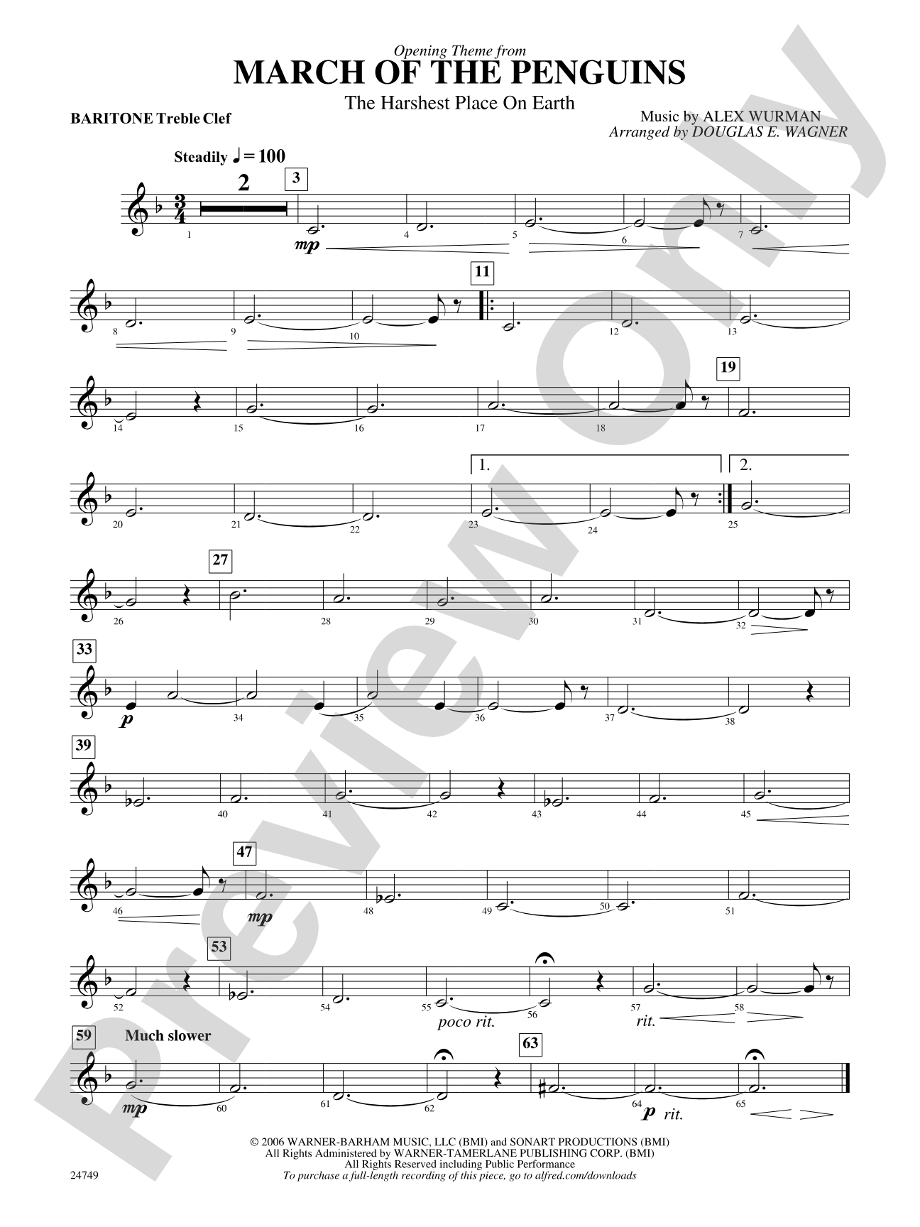 March of the Penguins, Opening Theme from (The Harshest Place on Earth): Baritone T.C.