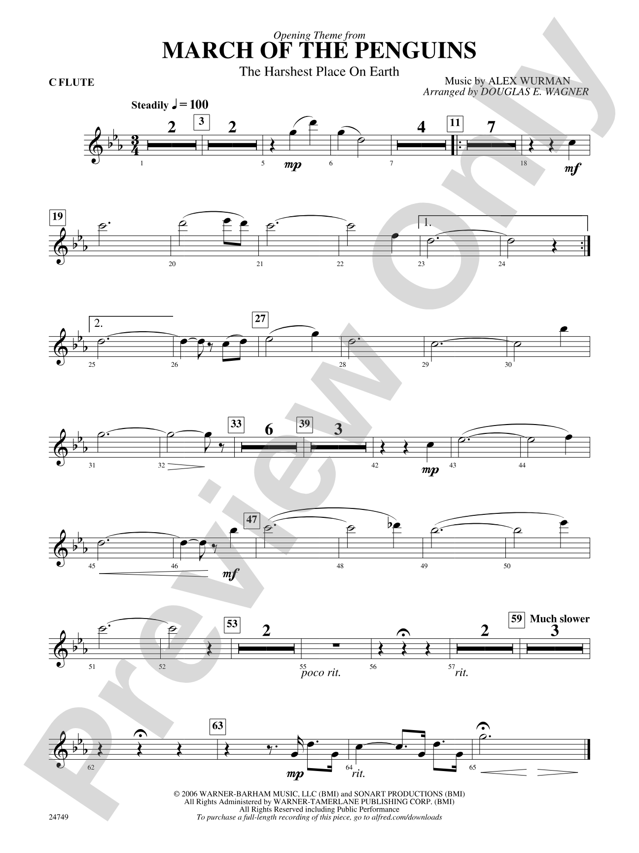 March of the Penguins, Opening Theme from (The Harshest Place on Earth): Flute