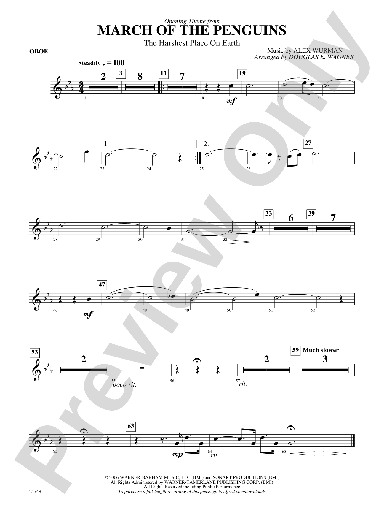 March of the Penguins, Opening Theme from (The Harshest Place on Earth): Oboe