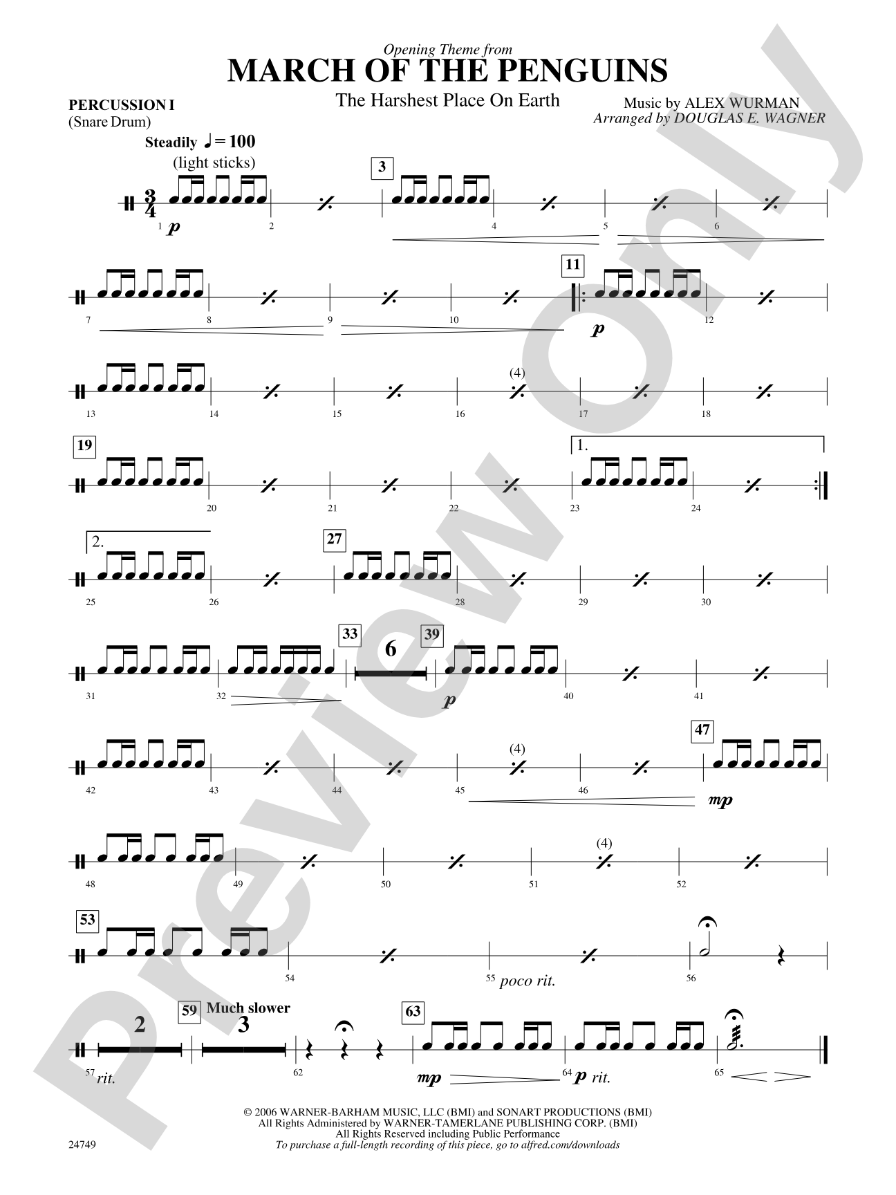March of the Penguins, Opening Theme from (The Harshest Place on Earth): 1st Percussion