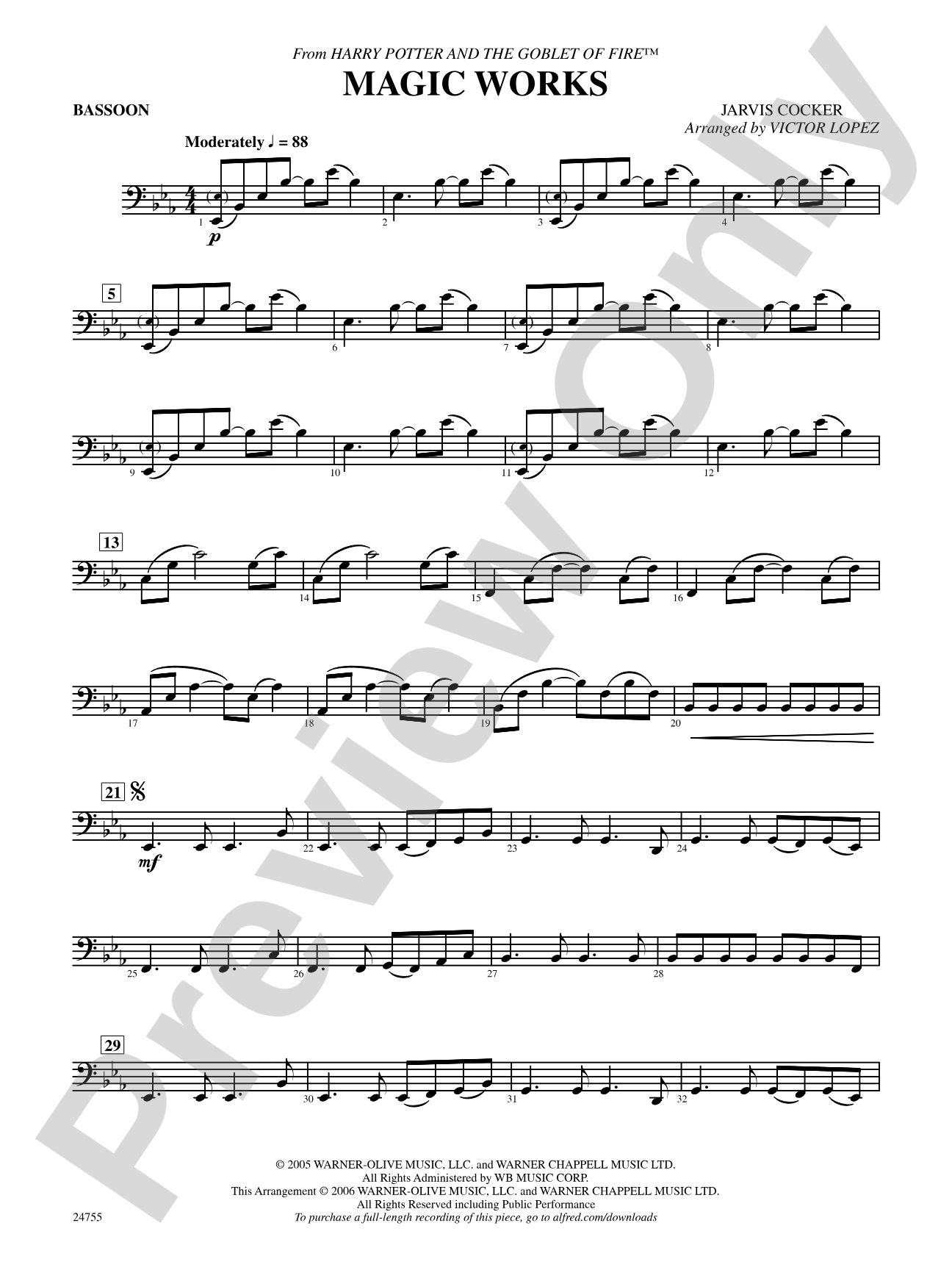 Magic Works (from Harry Potter and the Goblet of Fire): Bassoon