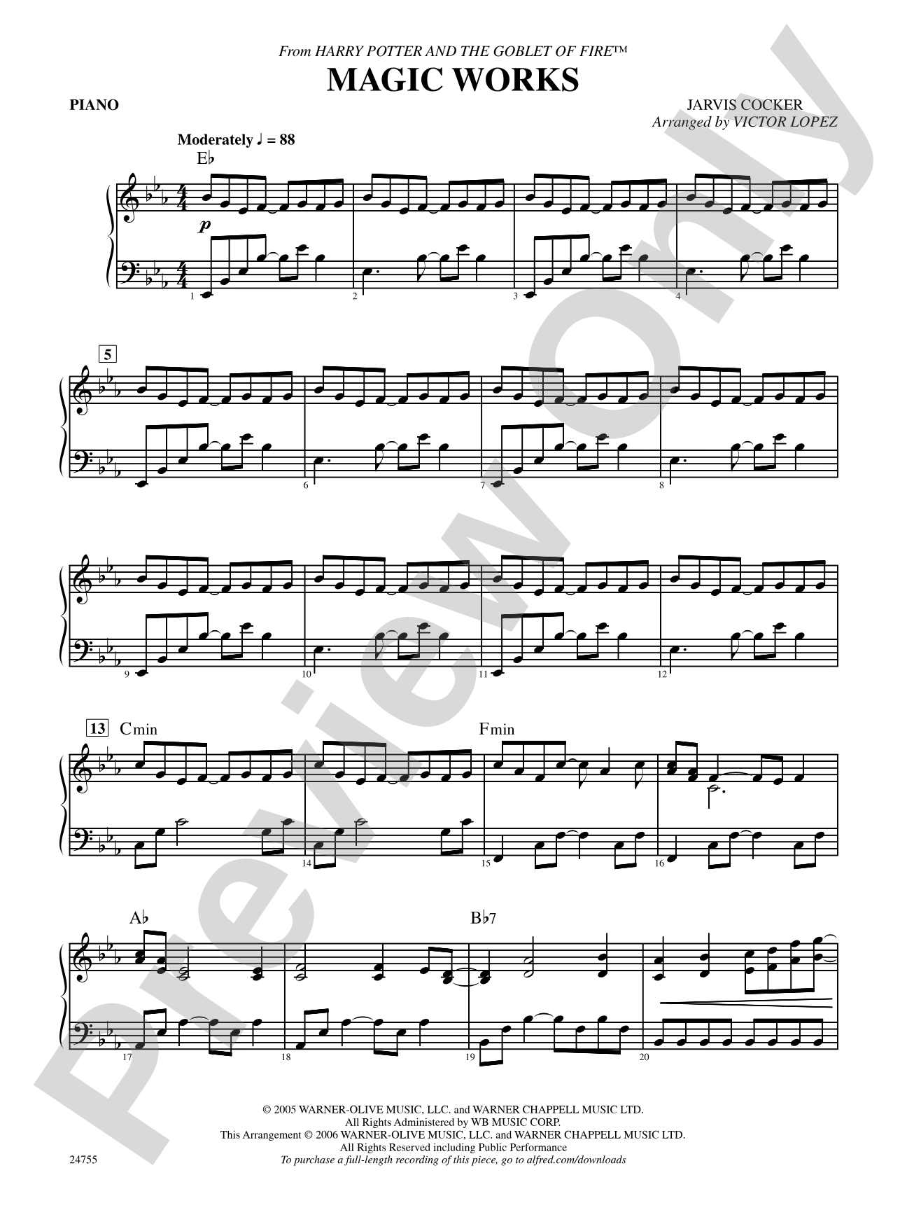 Magic Works (from Harry Potter and the Goblet of Fire): Piano Accompaniment