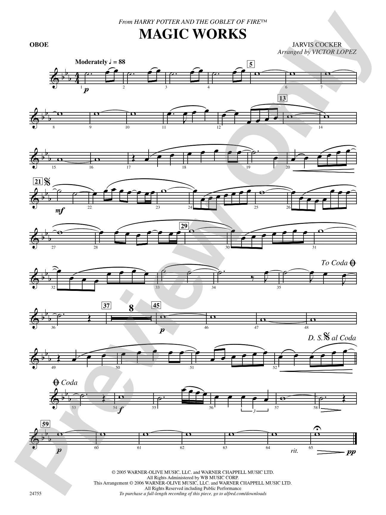 Magic Works (from Harry Potter and the Goblet of Fire): Oboe