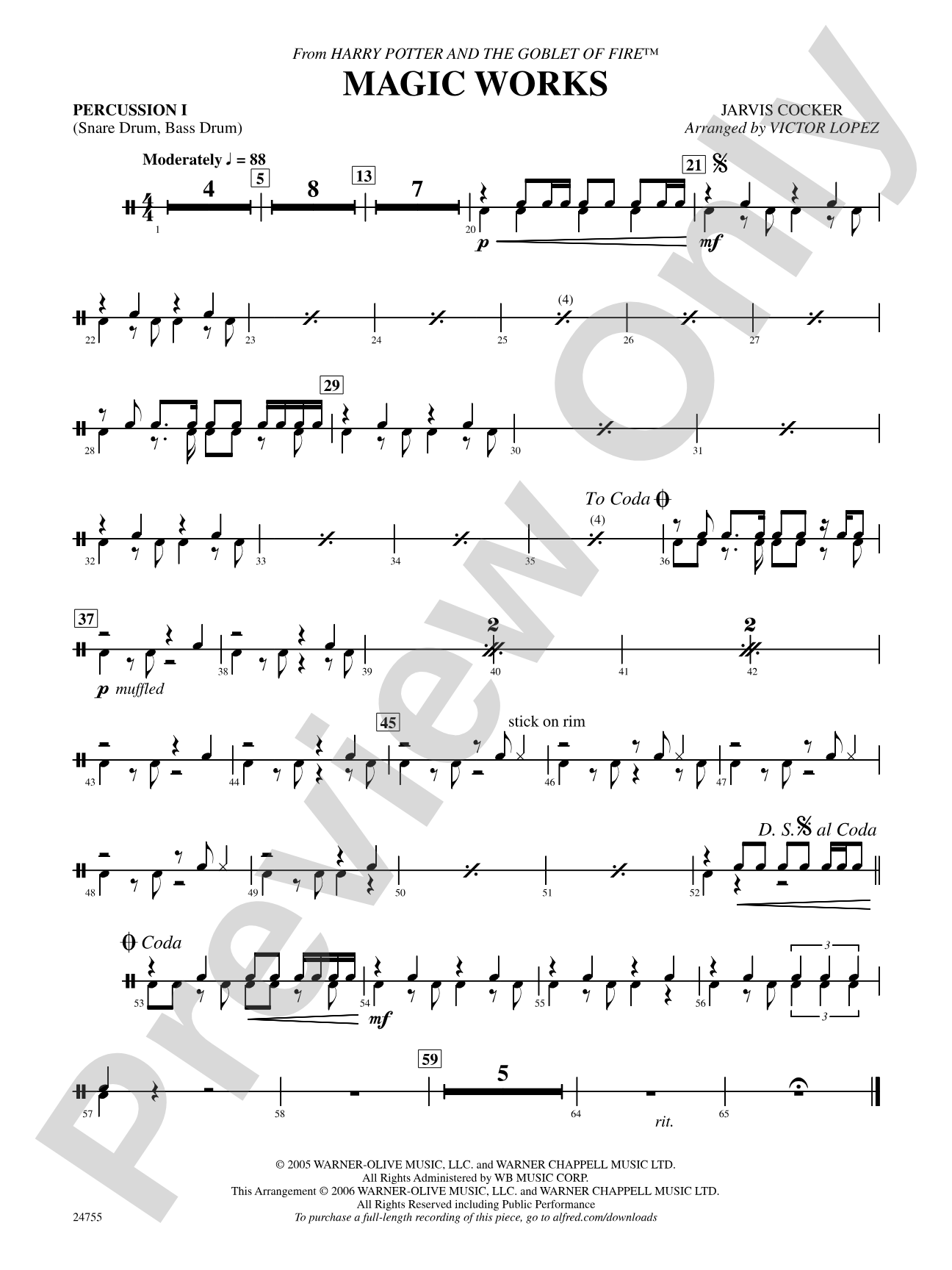 Magic Works (from Harry Potter and the Goblet of Fire): 1st Percussion