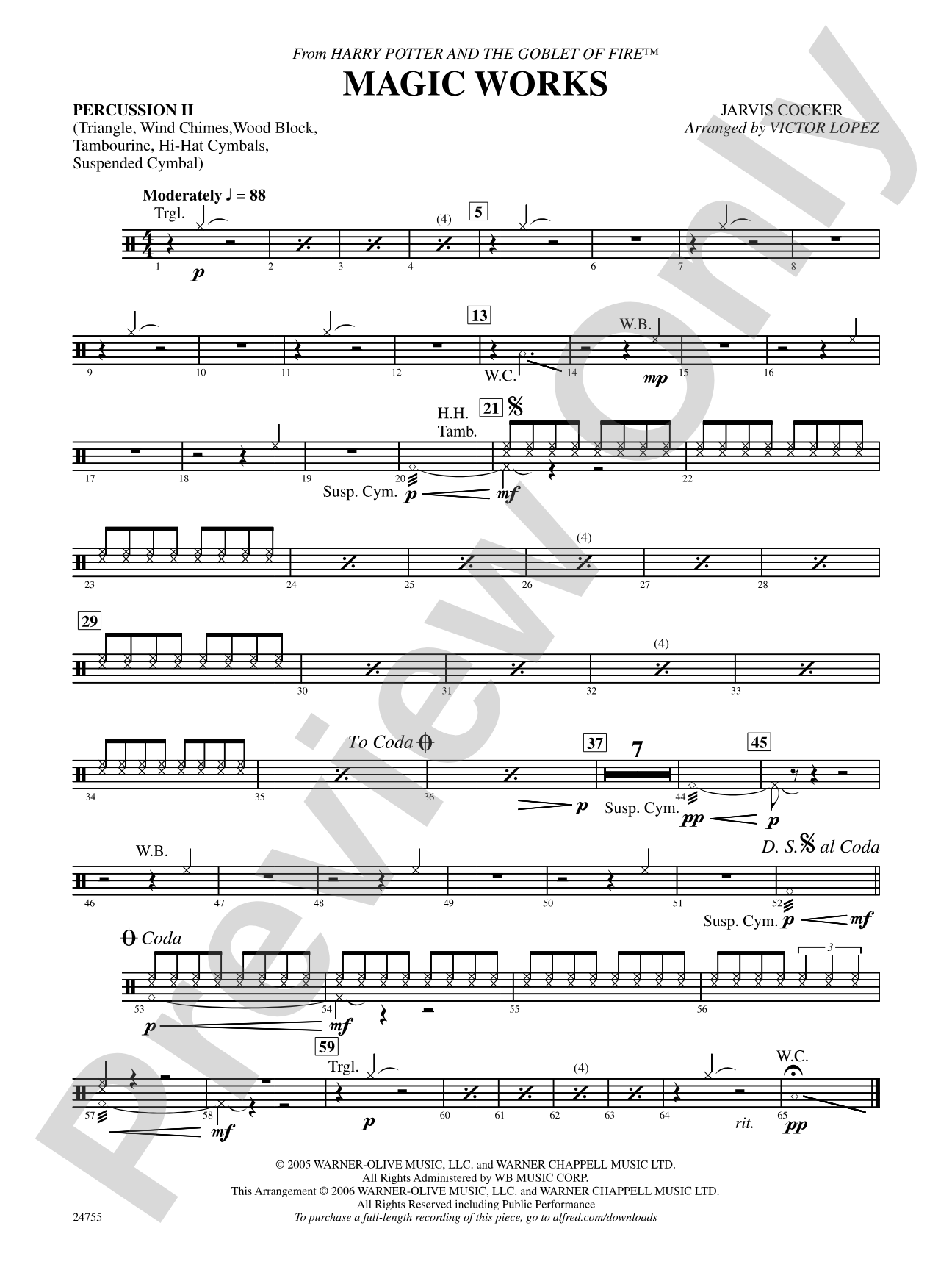 Magic Works (from Harry Potter and the Goblet of Fire): 2nd Percussion