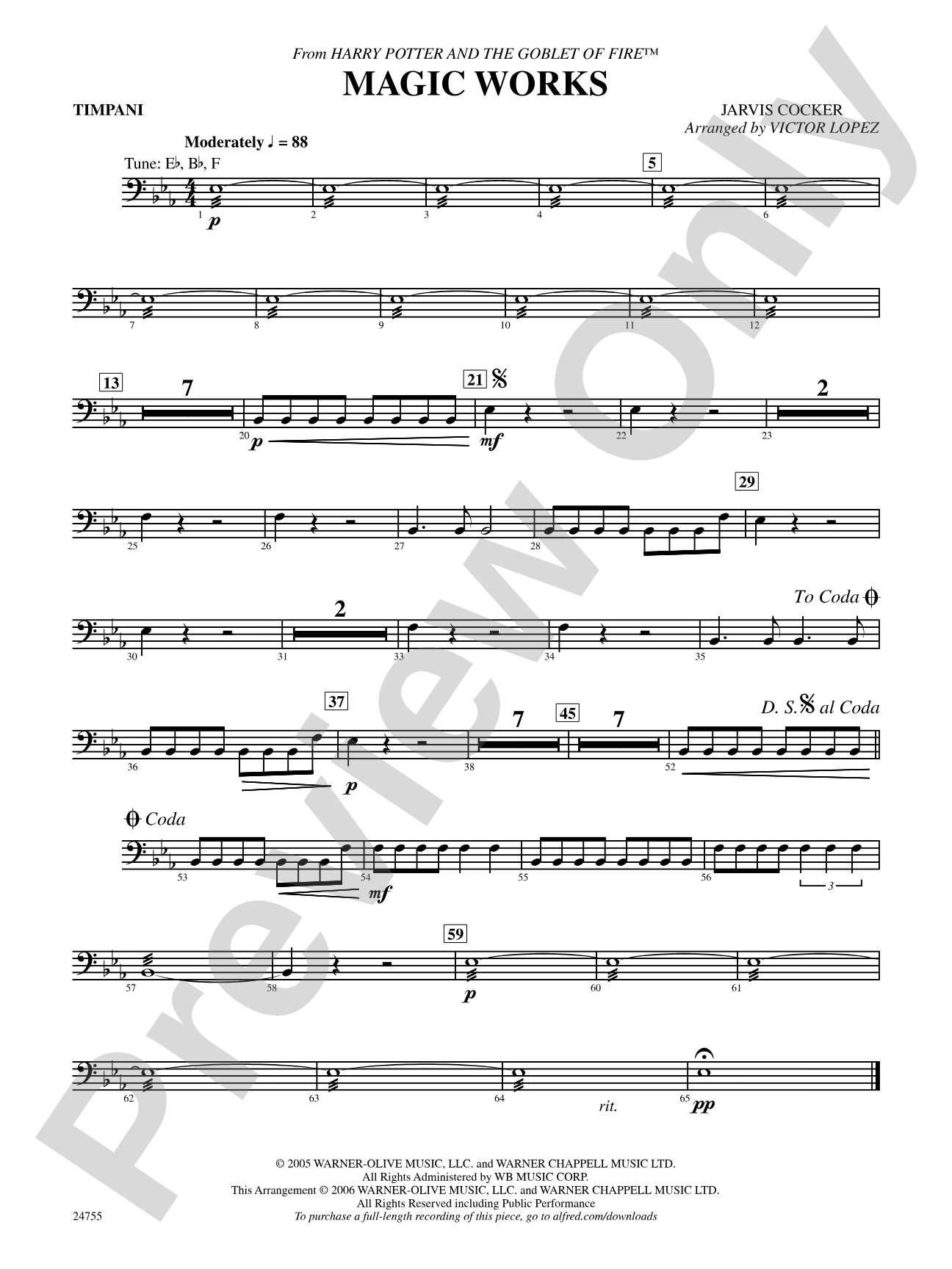 Magic Works (from Harry Potter and the Goblet of Fire): Timpani