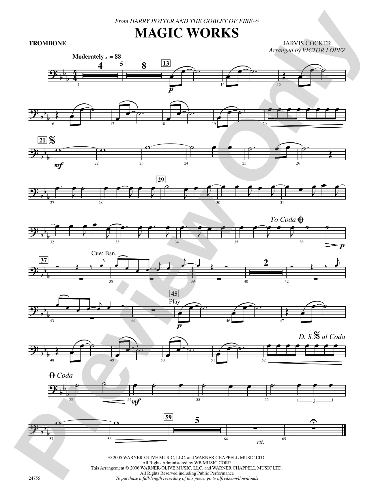 Magic Works (from Harry Potter and the Goblet of Fire): 1st Trombone