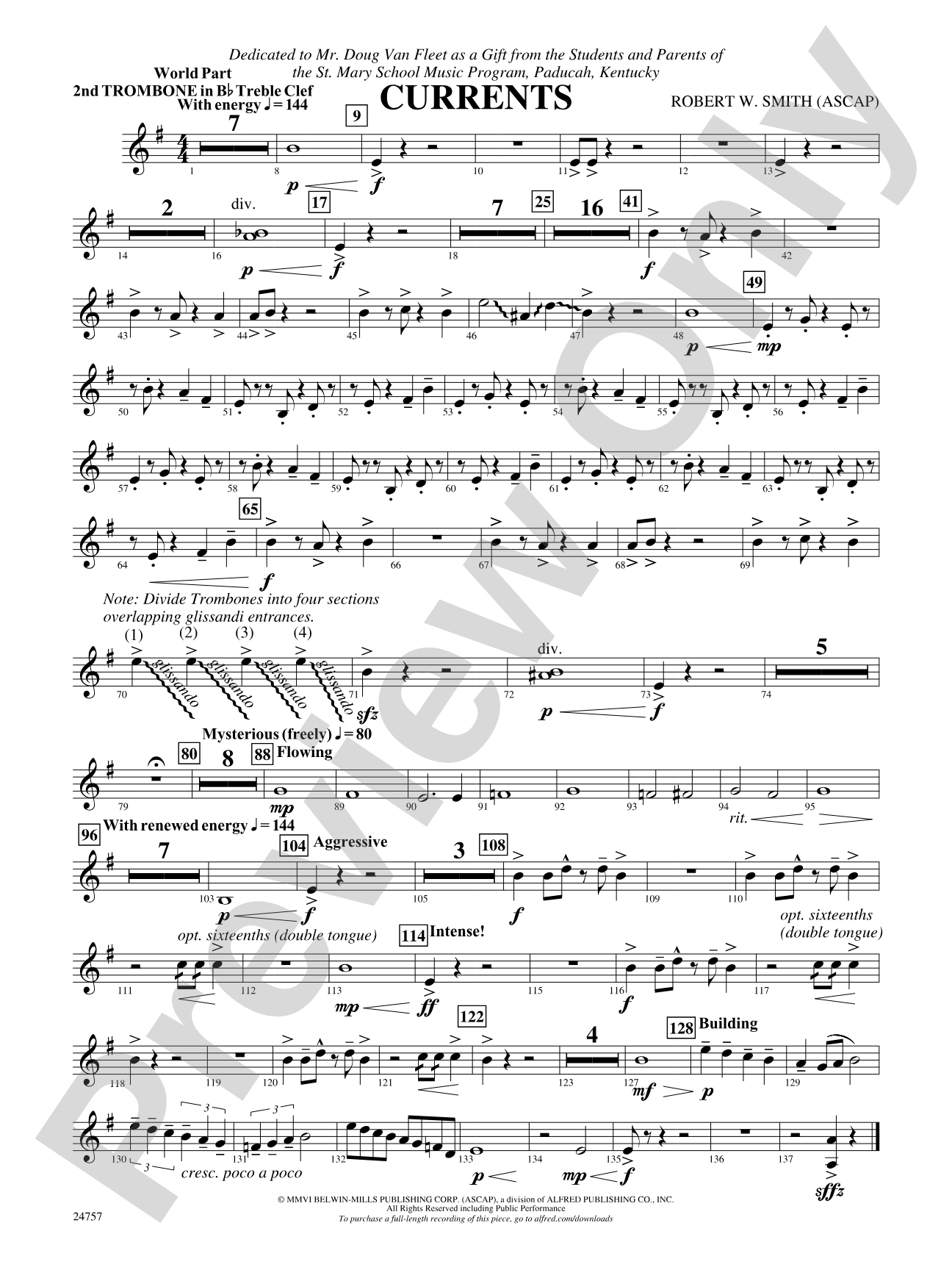 Currents: (wp) 2nd B-flat Trombone T.C.