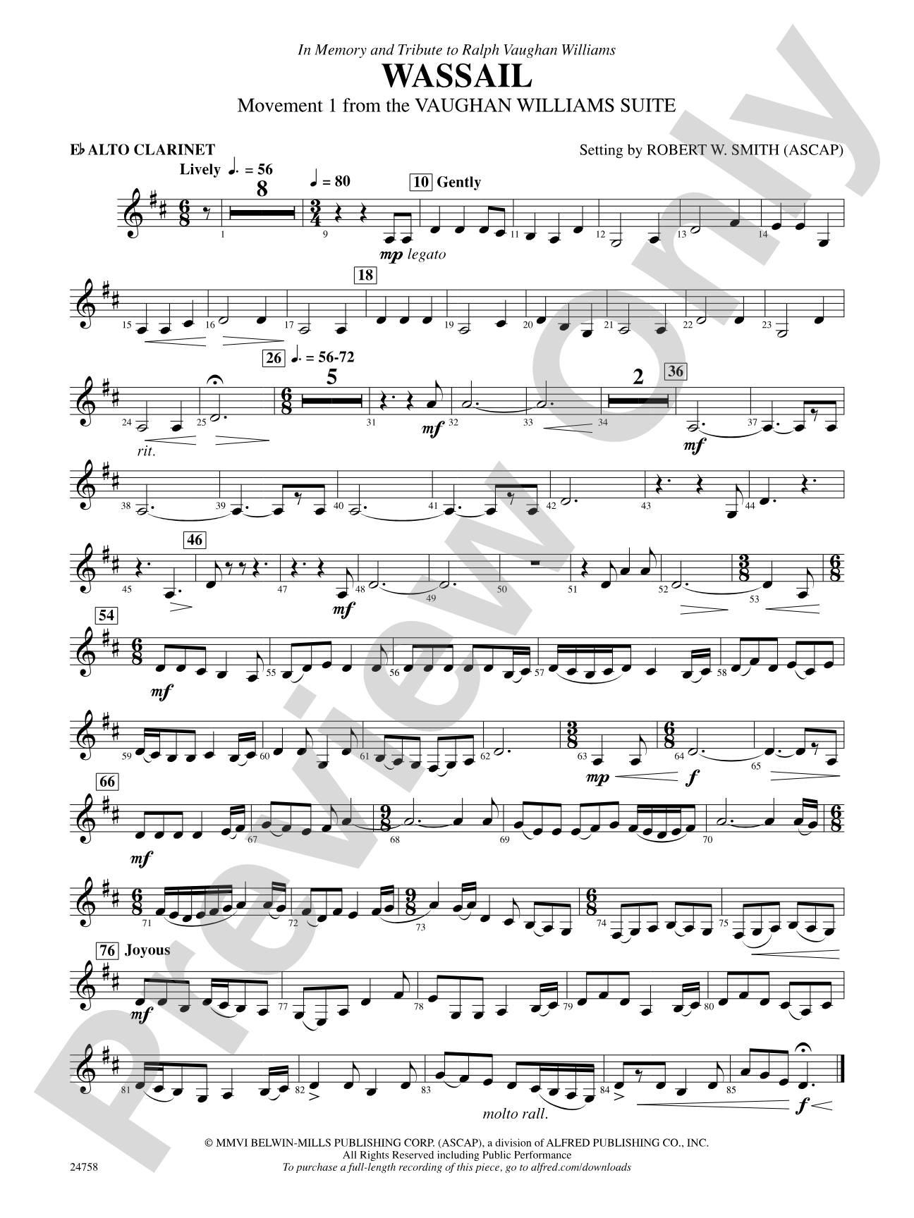 Wassail: E-flat Alto Clarinet