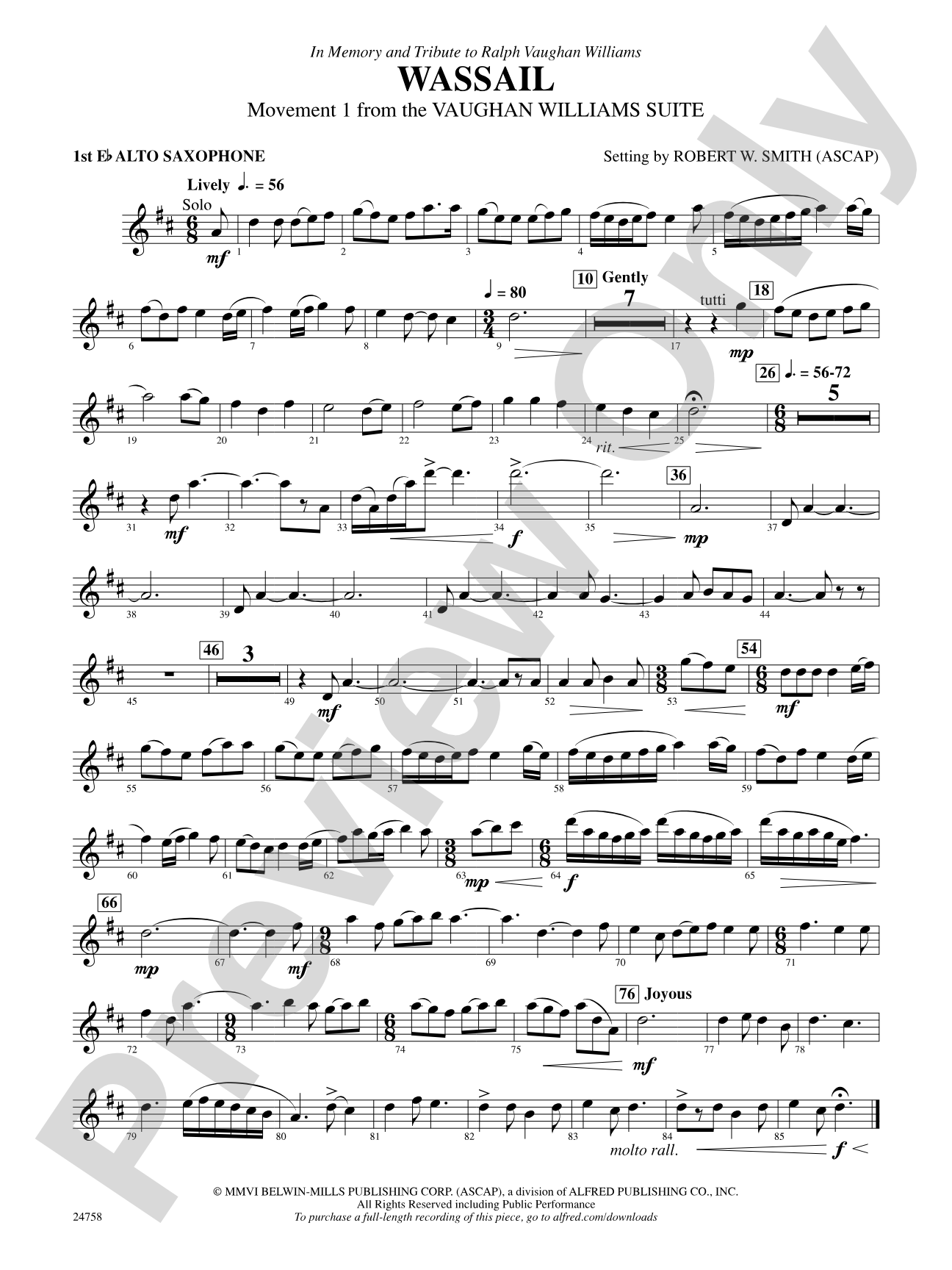 Wassail: E-flat Alto Saxophone