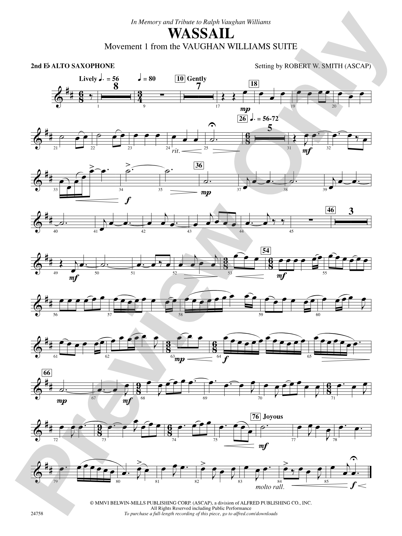 Wassail: 2nd E-flat Alto Saxophone