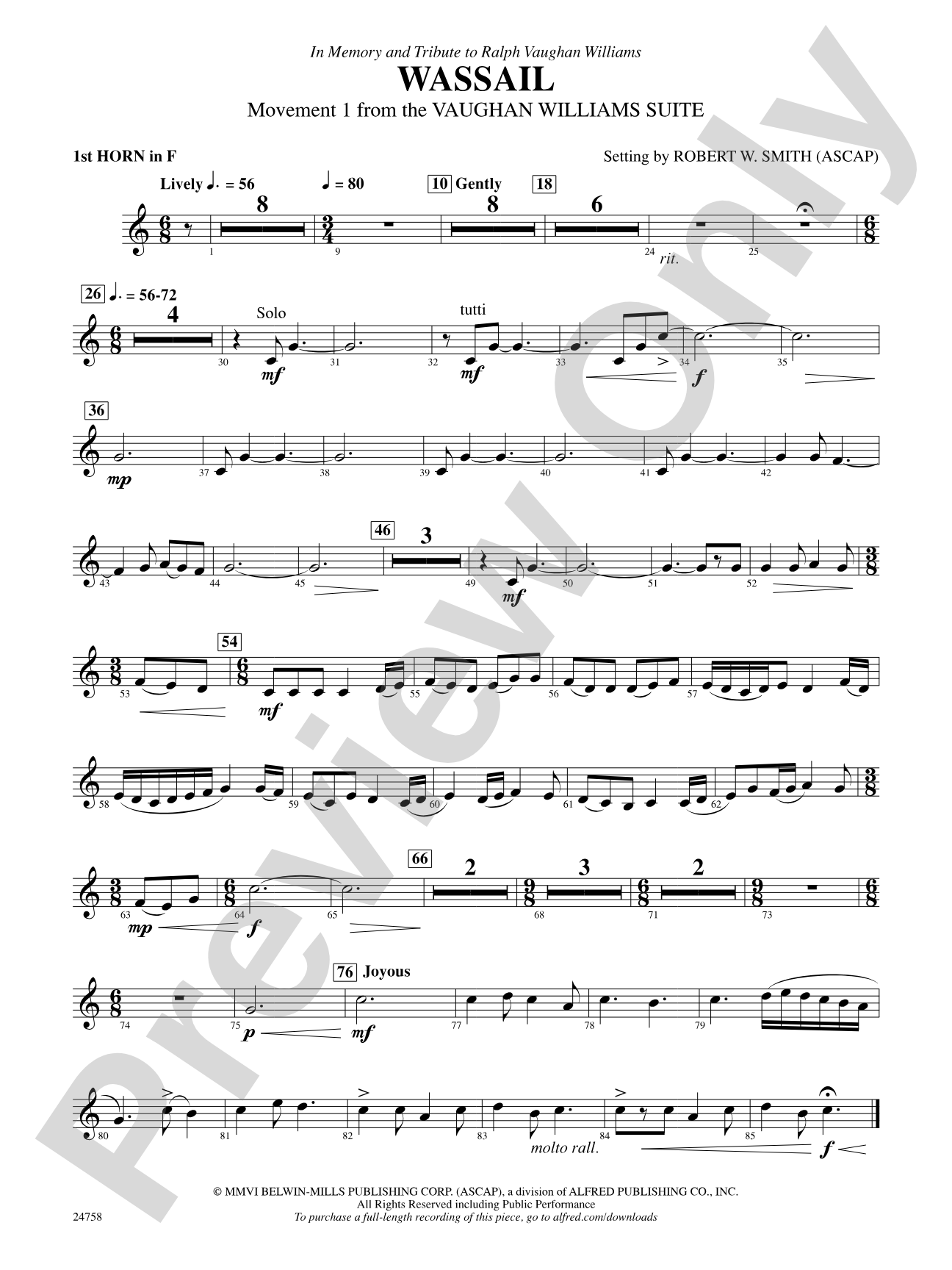 Wassail: 1st F Horn