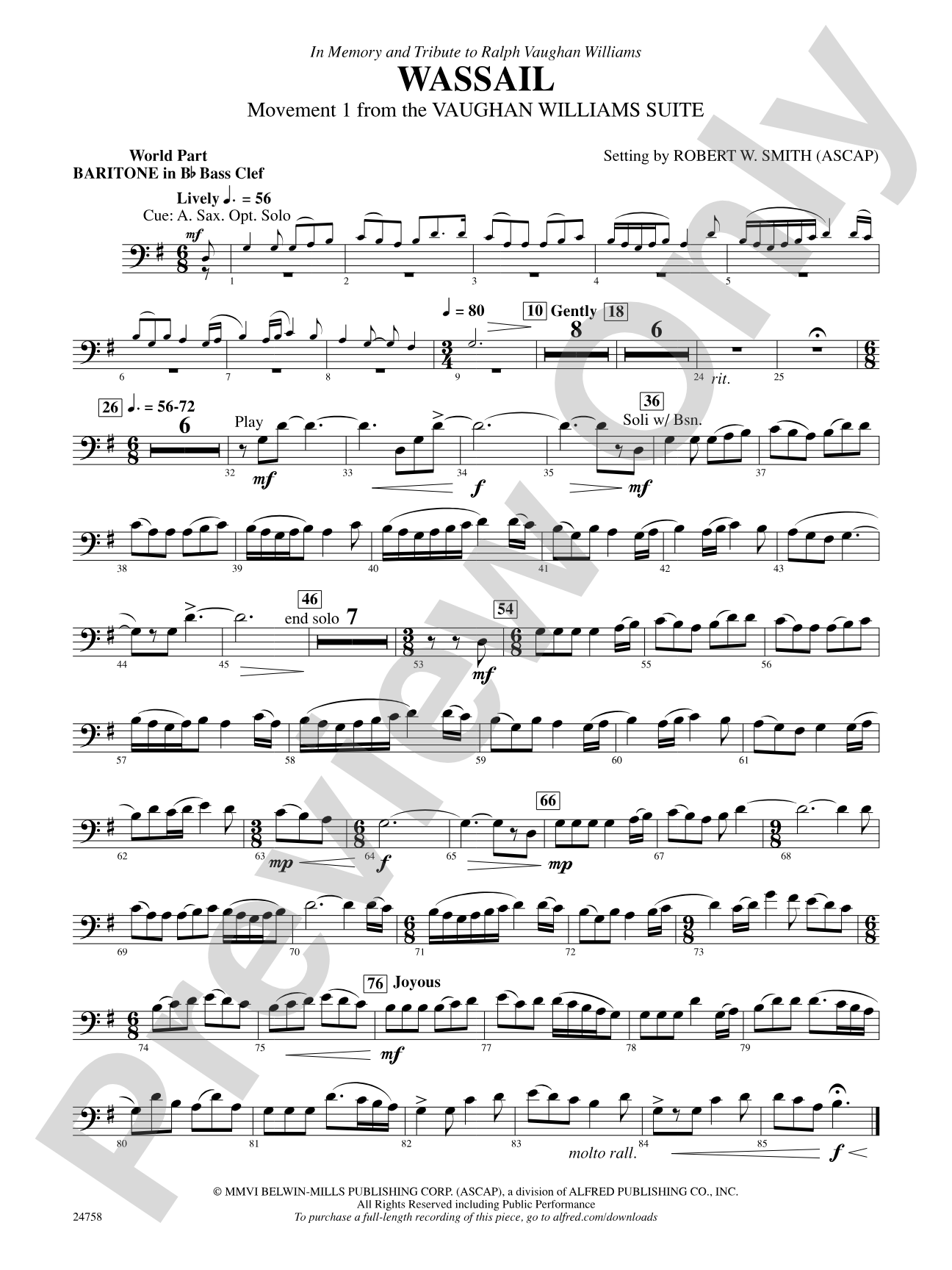 Wassail: (wp) B-flat Baritone B.C.