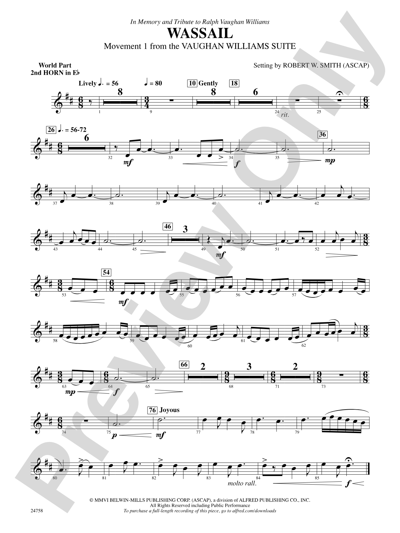 Wassail: (wp) 2nd Horn in E-flat