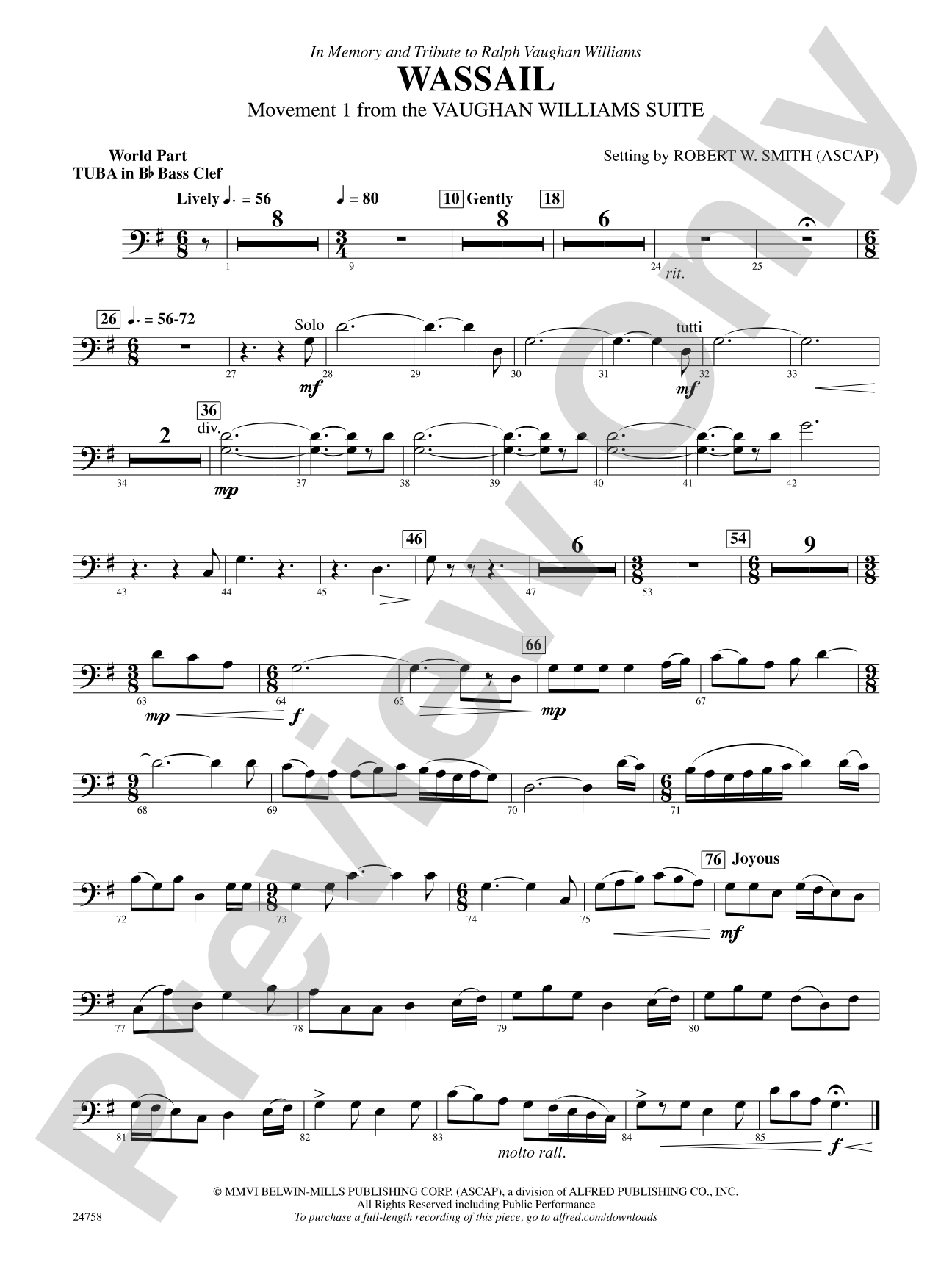 Wassail: (wp) B-flat Tuba B.C.