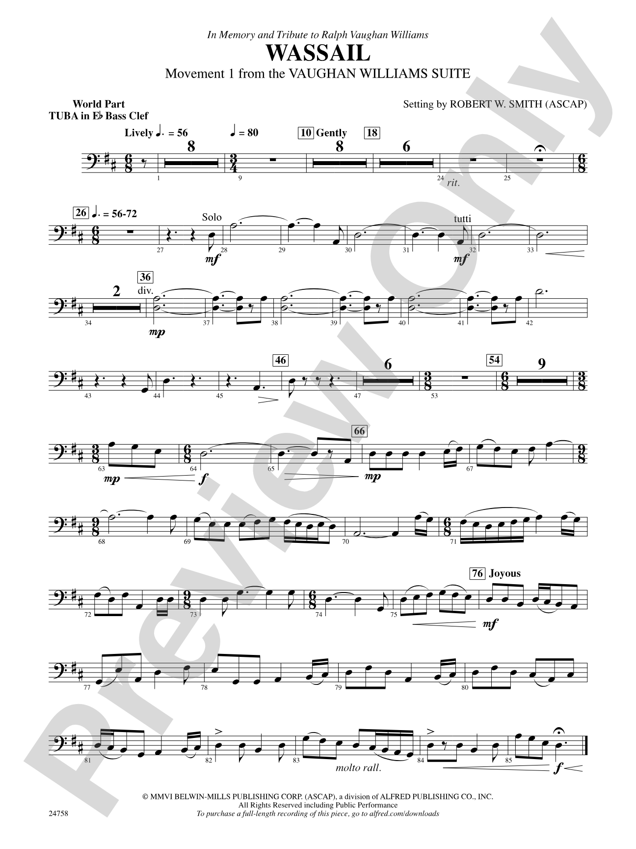 Wassail: (wp) E-flat Tuba B.C.