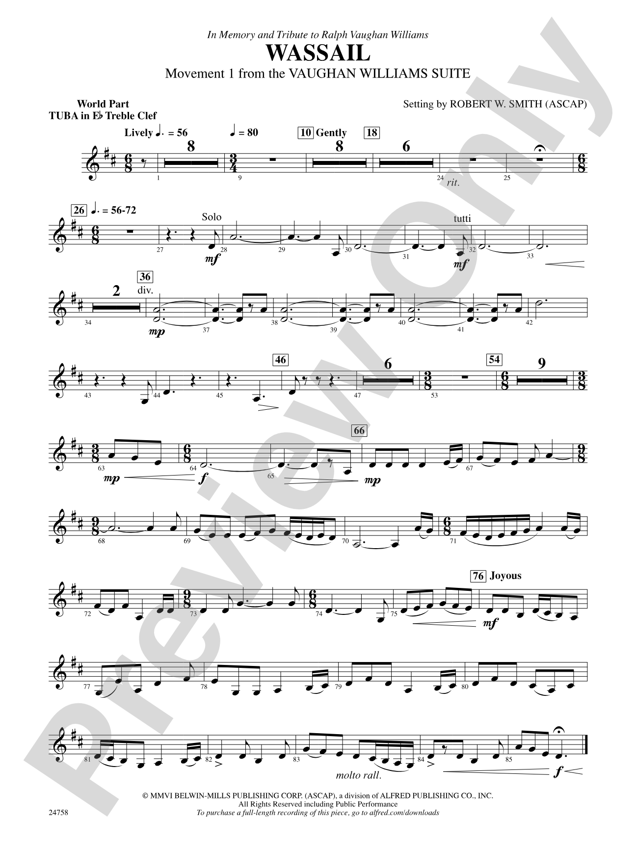 Wassail: (wp) E-flat Tuba T.C.
