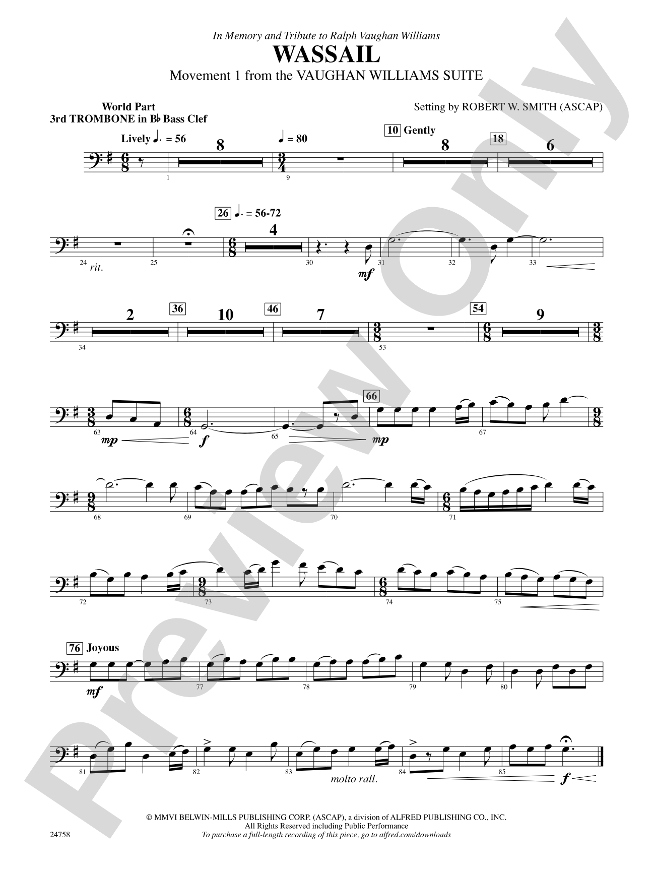 Wassail: (wp) 3rd B-flat Trombone B.C.