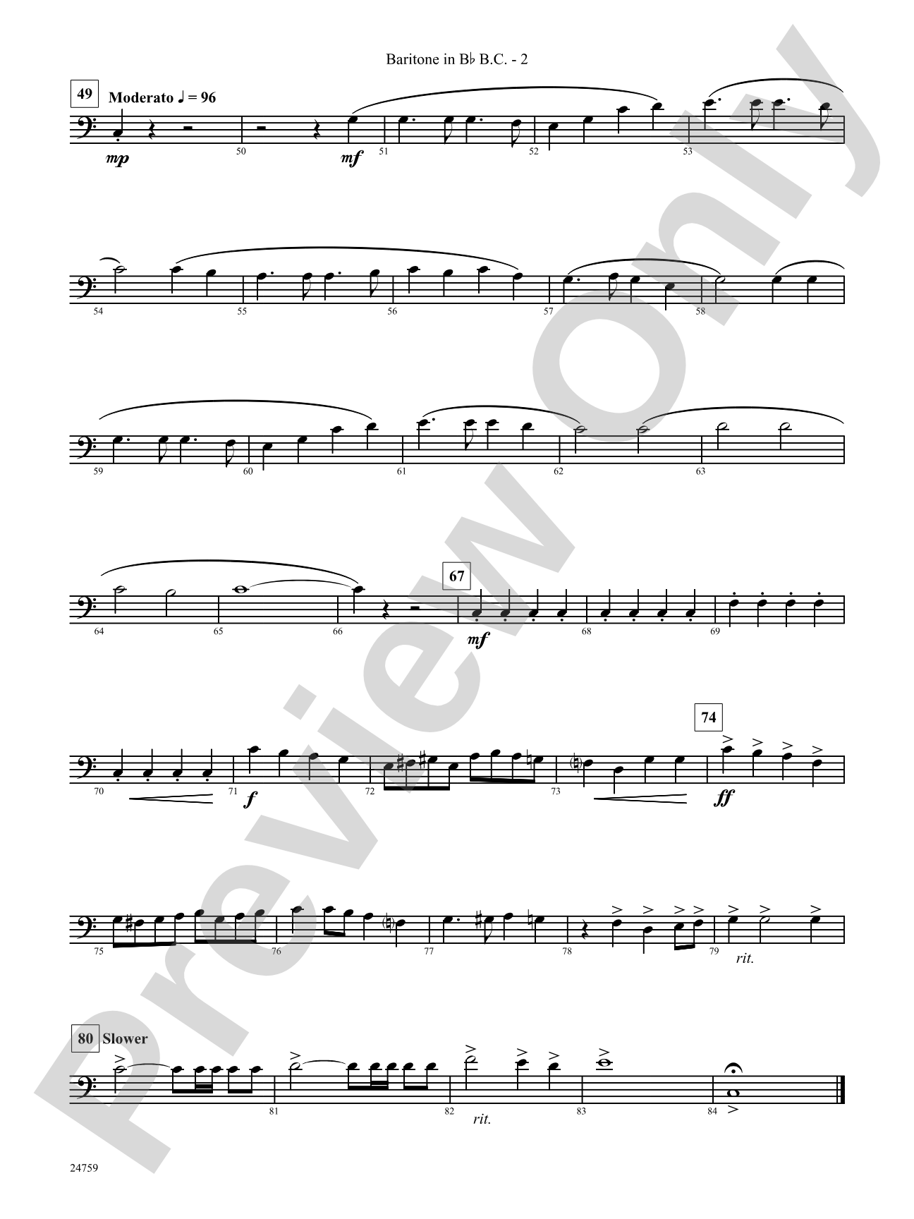 A Nation's Prayer (Based on "God of Our Fathers" and "The Battle Hymn of the Republic"): (wp) B-flat Baritone B.C.