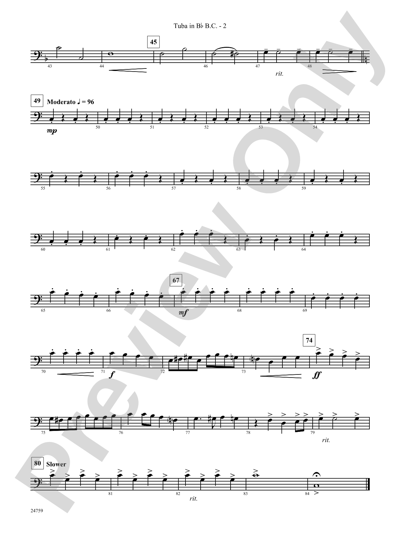 A Nation's Prayer (Based on "God of Our Fathers" and "The Battle Hymn of the Republic"): (wp) B-flat Tuba B.C.
