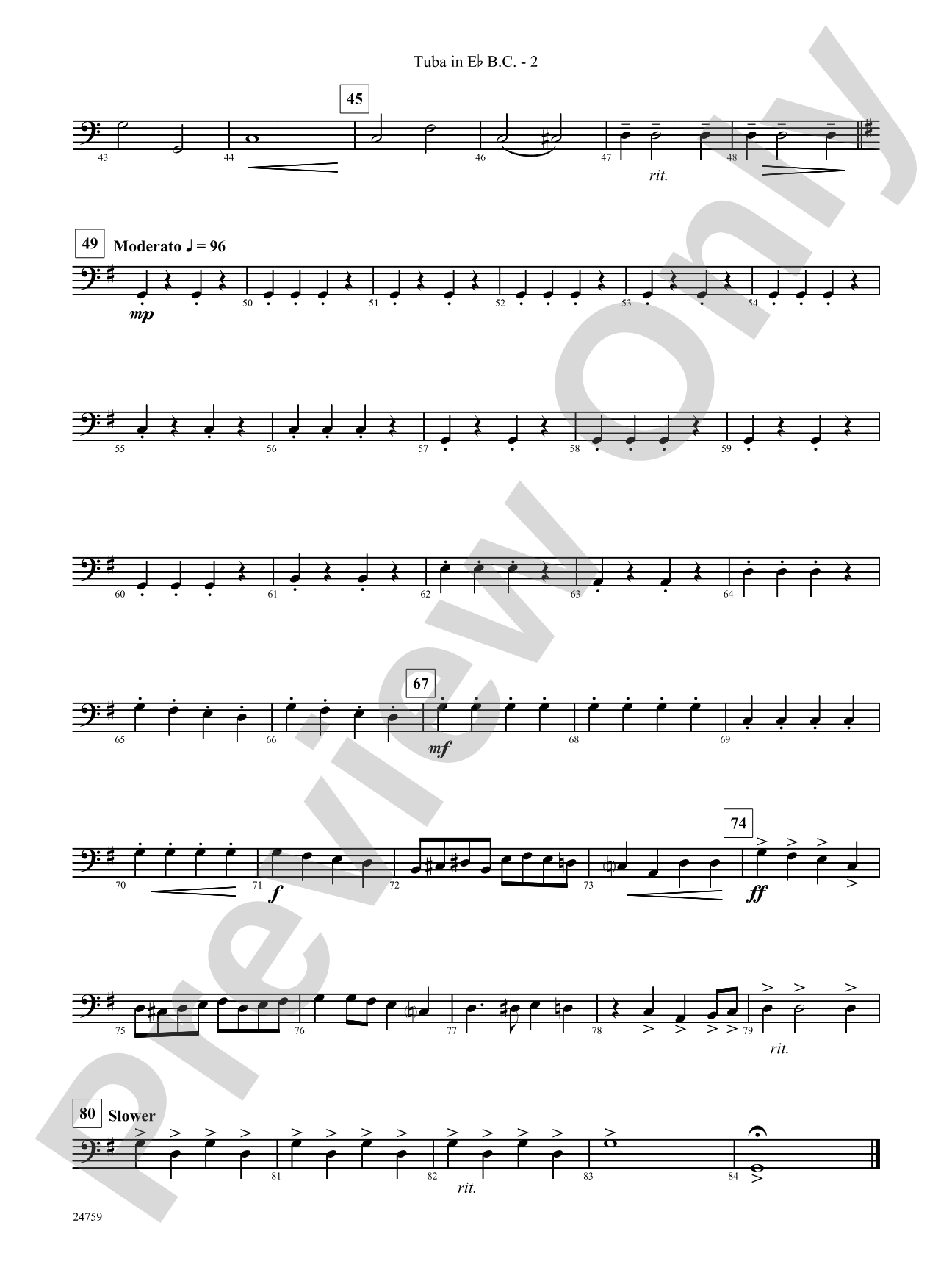 A Nation's Prayer (Based on "God of Our Fathers" and "The Battle Hymn of the Republic"): (wp) E-flat Tuba B.C.