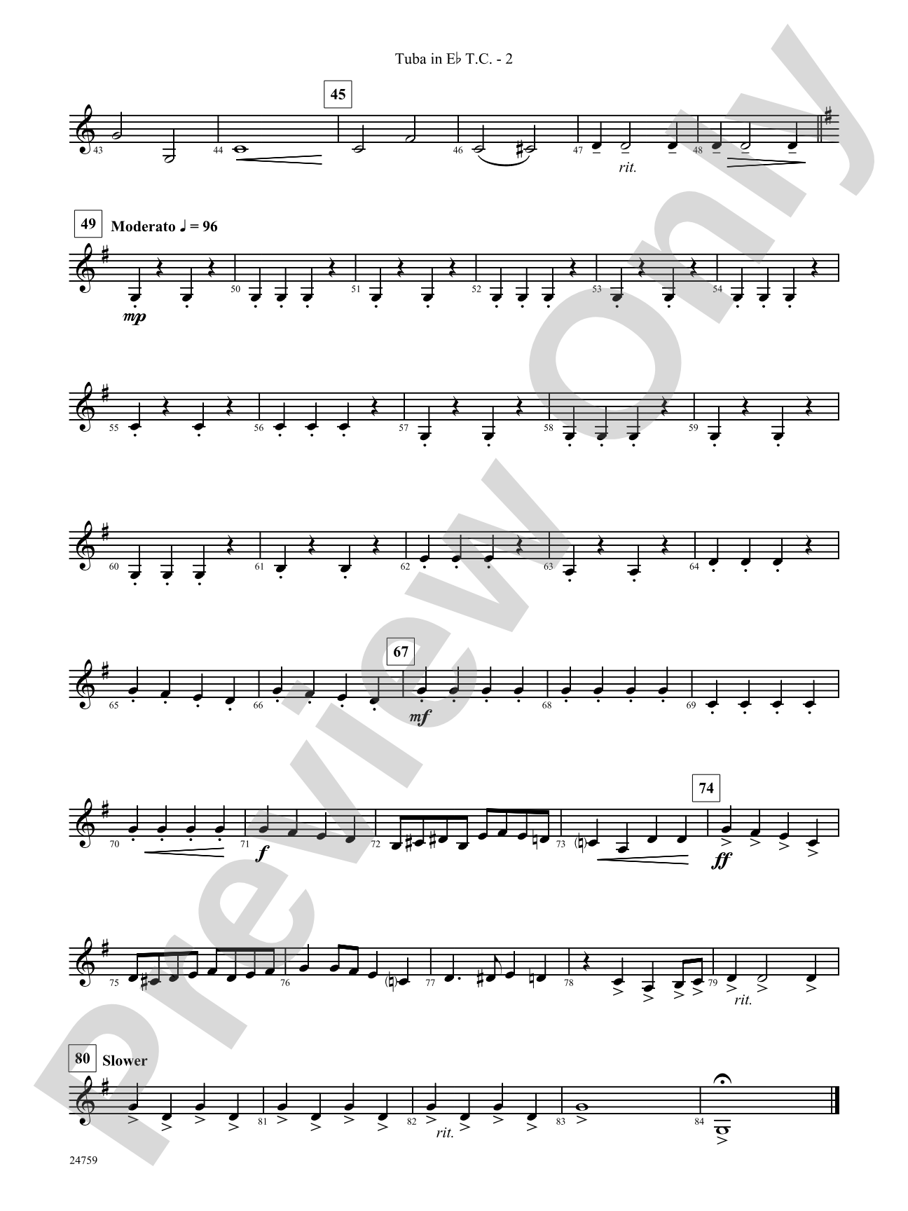 A Nation's Prayer (Based on "God of Our Fathers" and "The Battle Hymn of the Republic"): (wp) E-flat Tuba T.C.