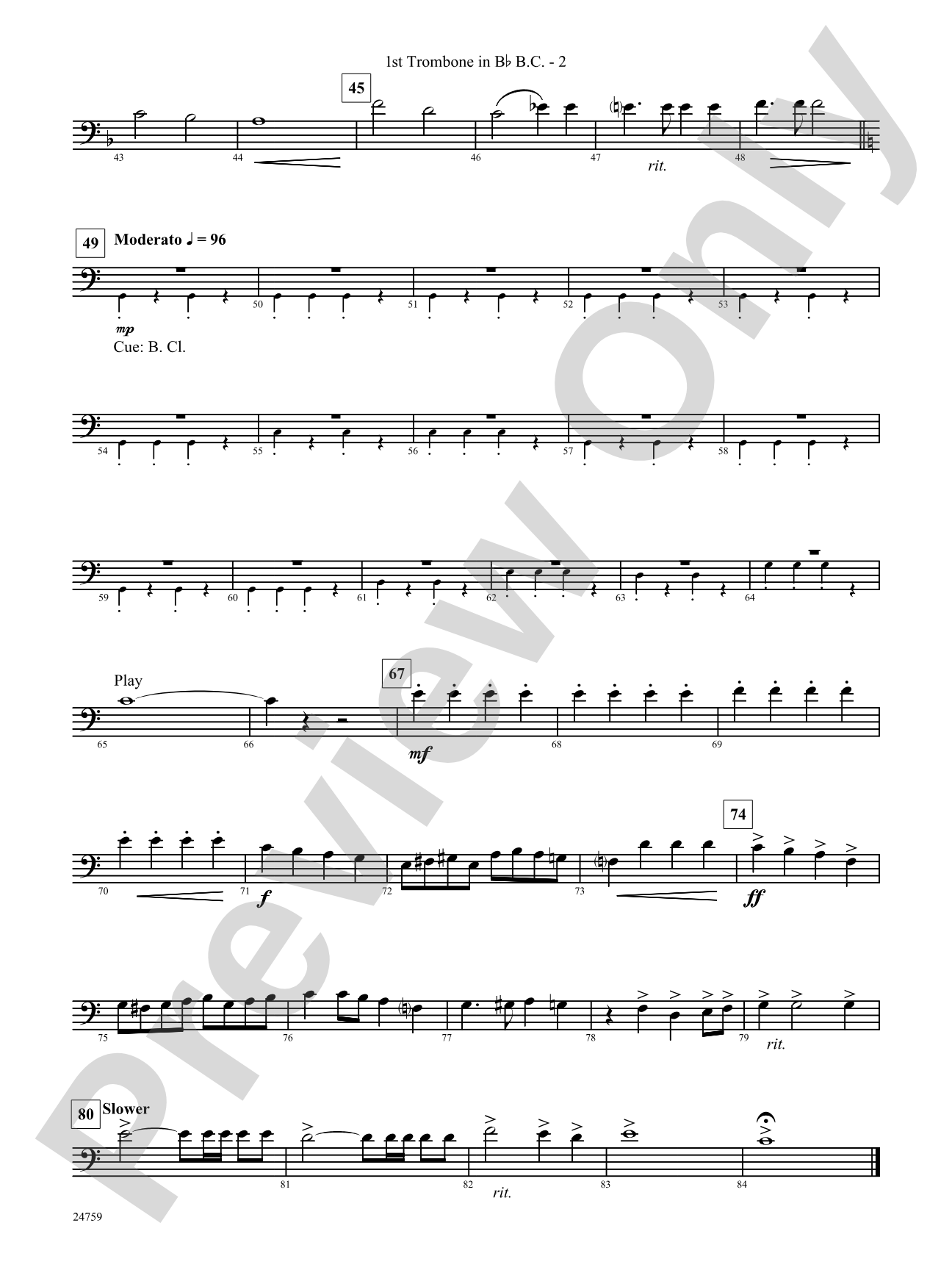 A Nation's Prayer (Based on "God of Our Fathers" and "The Battle Hymn of the Republic"): (wp) 1st B-flat Trombone B.C.