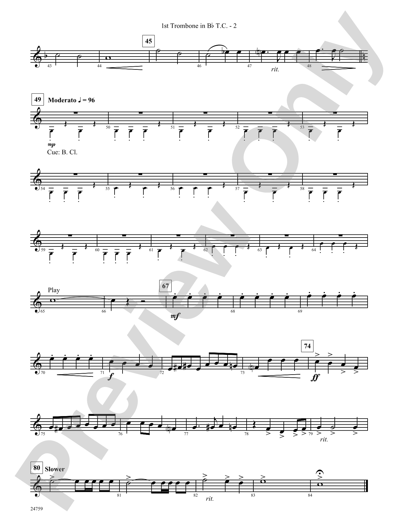 A Nation's Prayer (Based on "God of Our Fathers" and "The Battle Hymn of the Republic"): (wp) 1st B-flat Trombone T.C.
