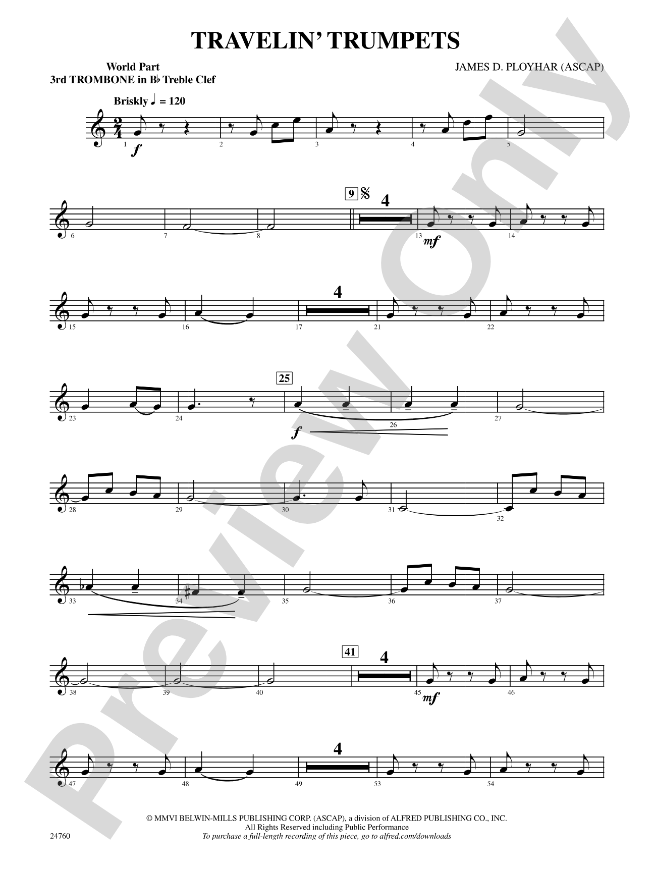 Travelin' Trumpets: (wp) 3rd B-flat Trombone T.C.