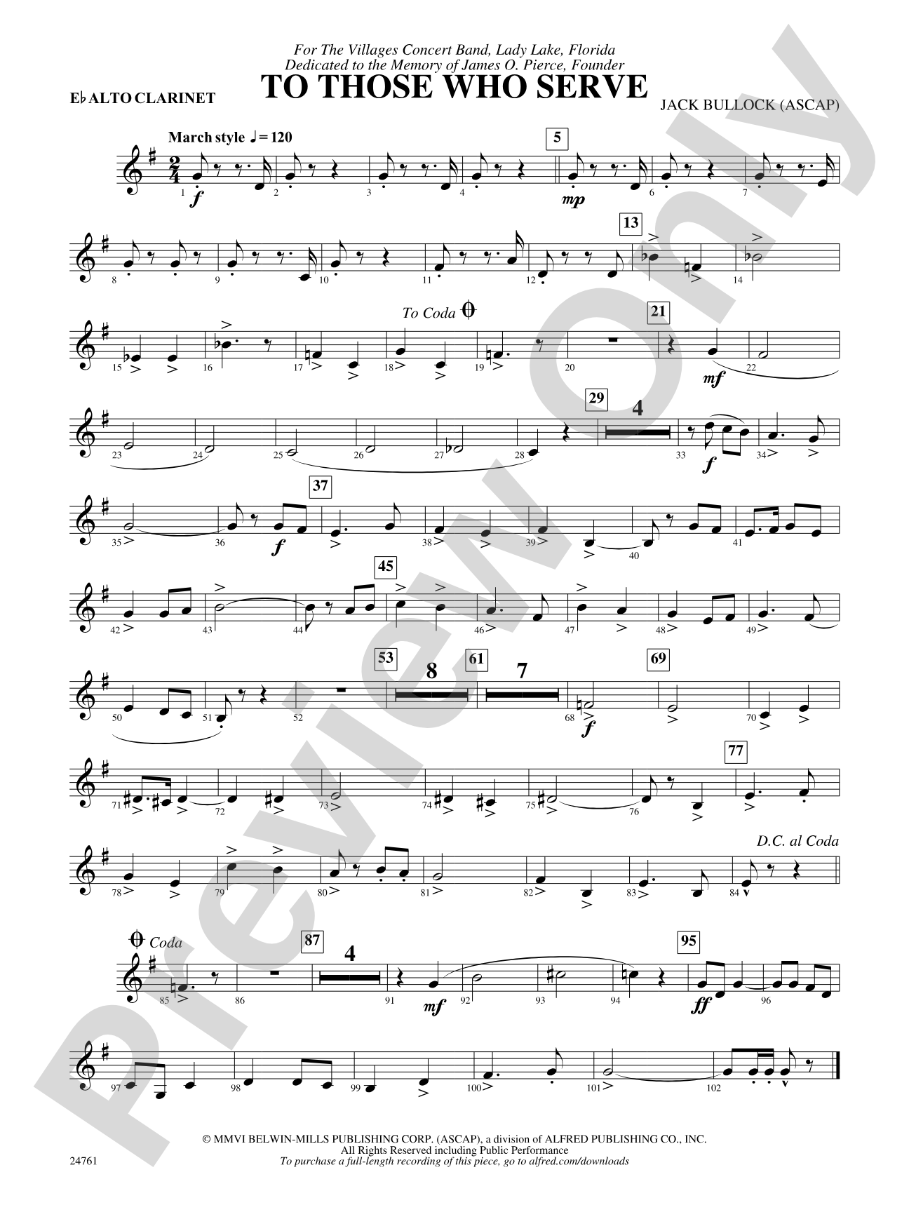 To Those Who Serve: E-flat Alto Clarinet