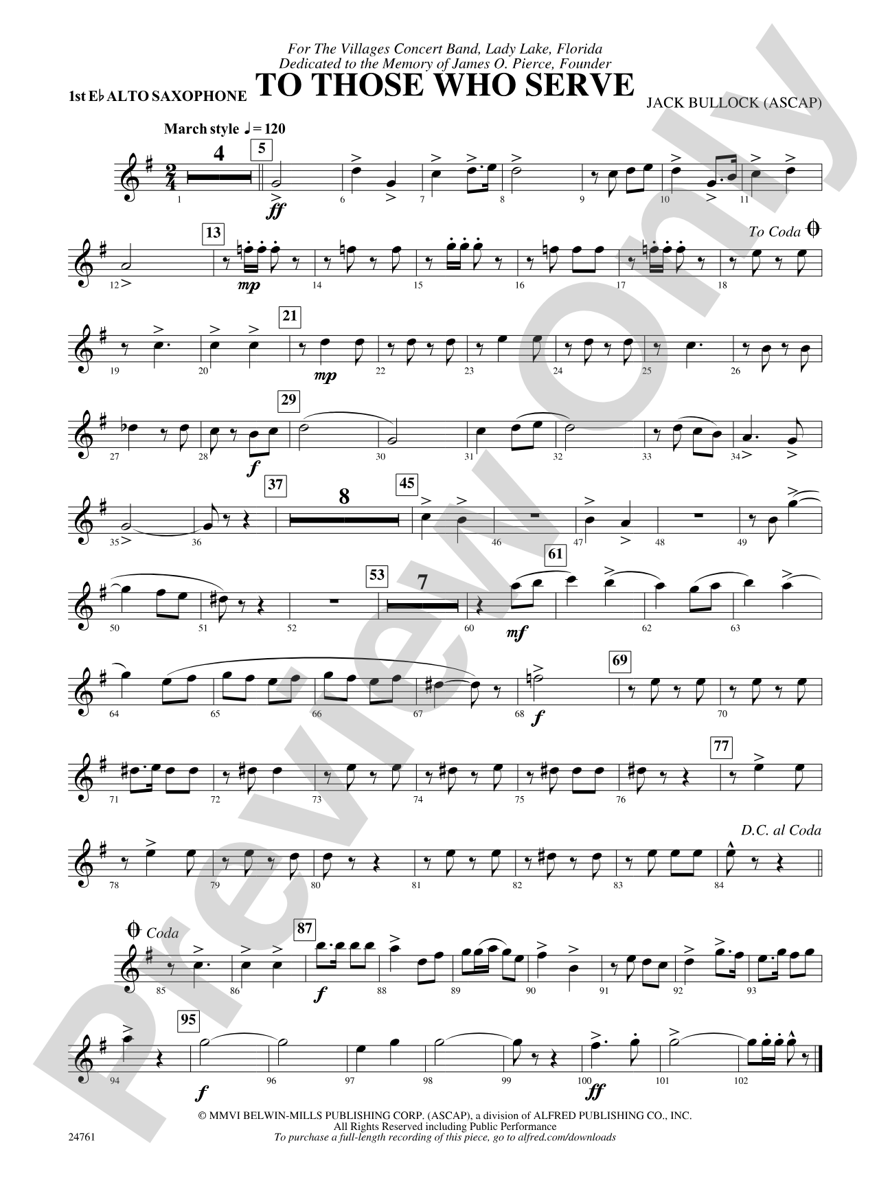 To Those Who Serve: E-flat Alto Saxophone