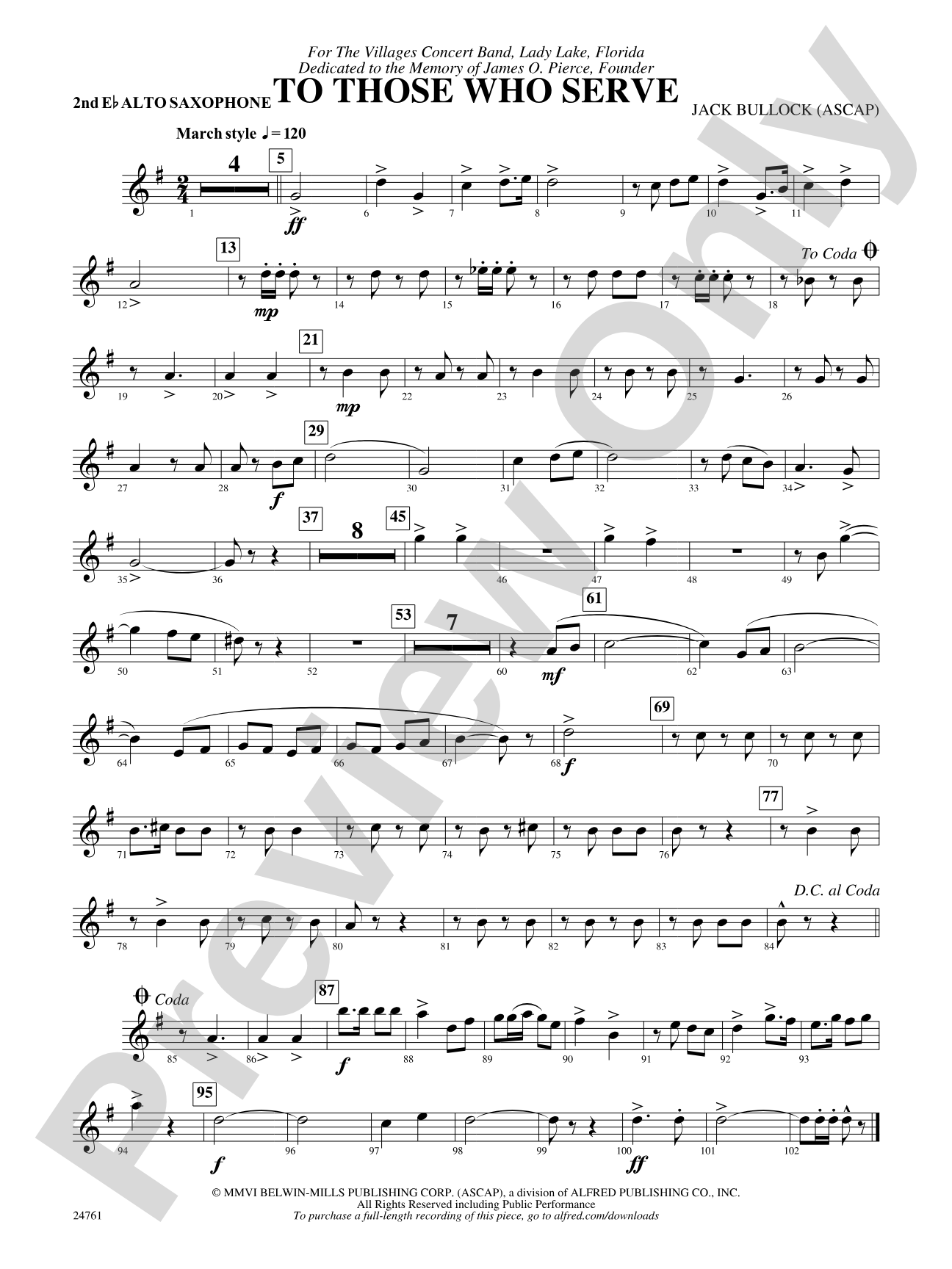 To Those Who Serve: 2nd E-flat Alto Saxophone