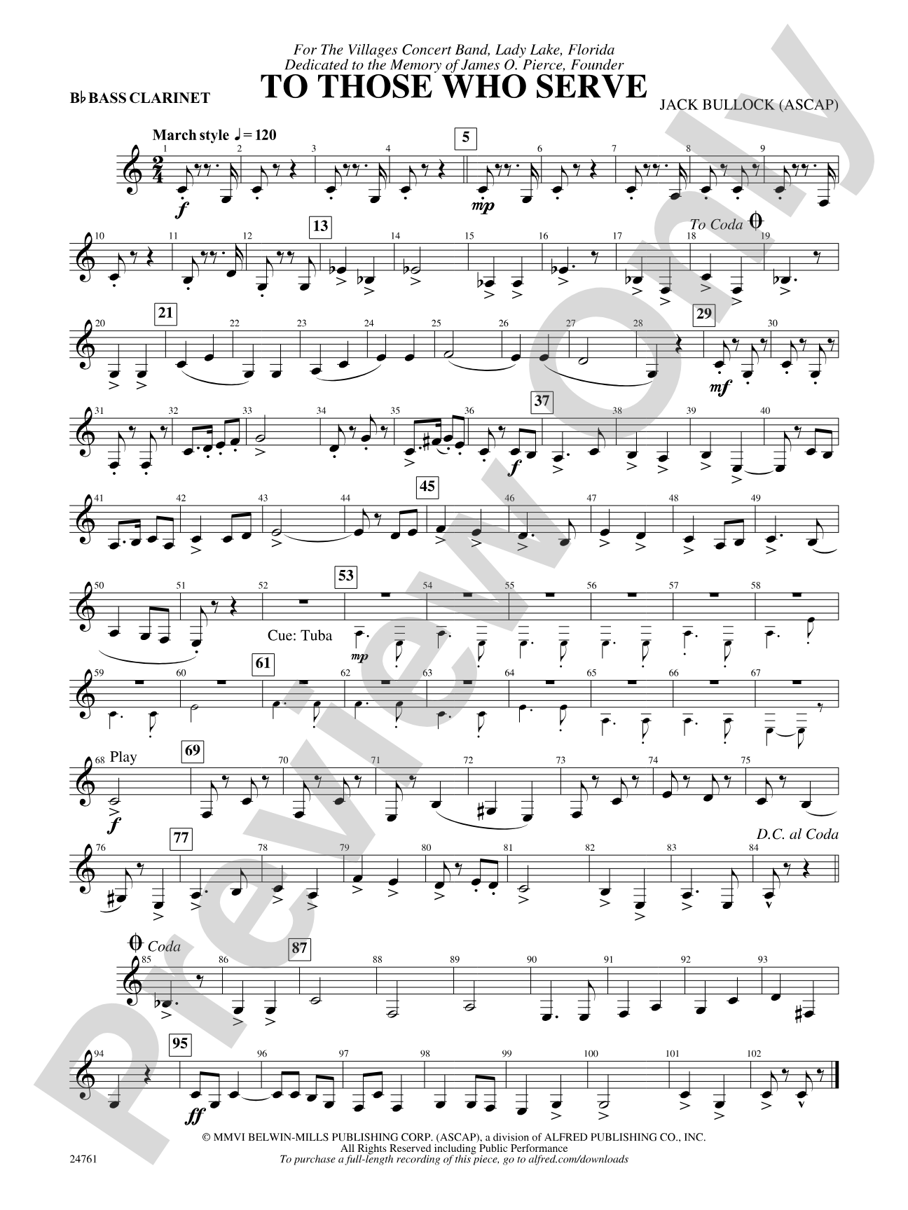To Those Who Serve: B-flat Bass Clarinet