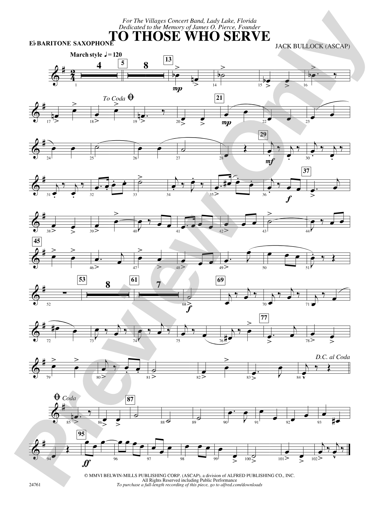 To Those Who Serve: E-flat Baritone Saxophone
