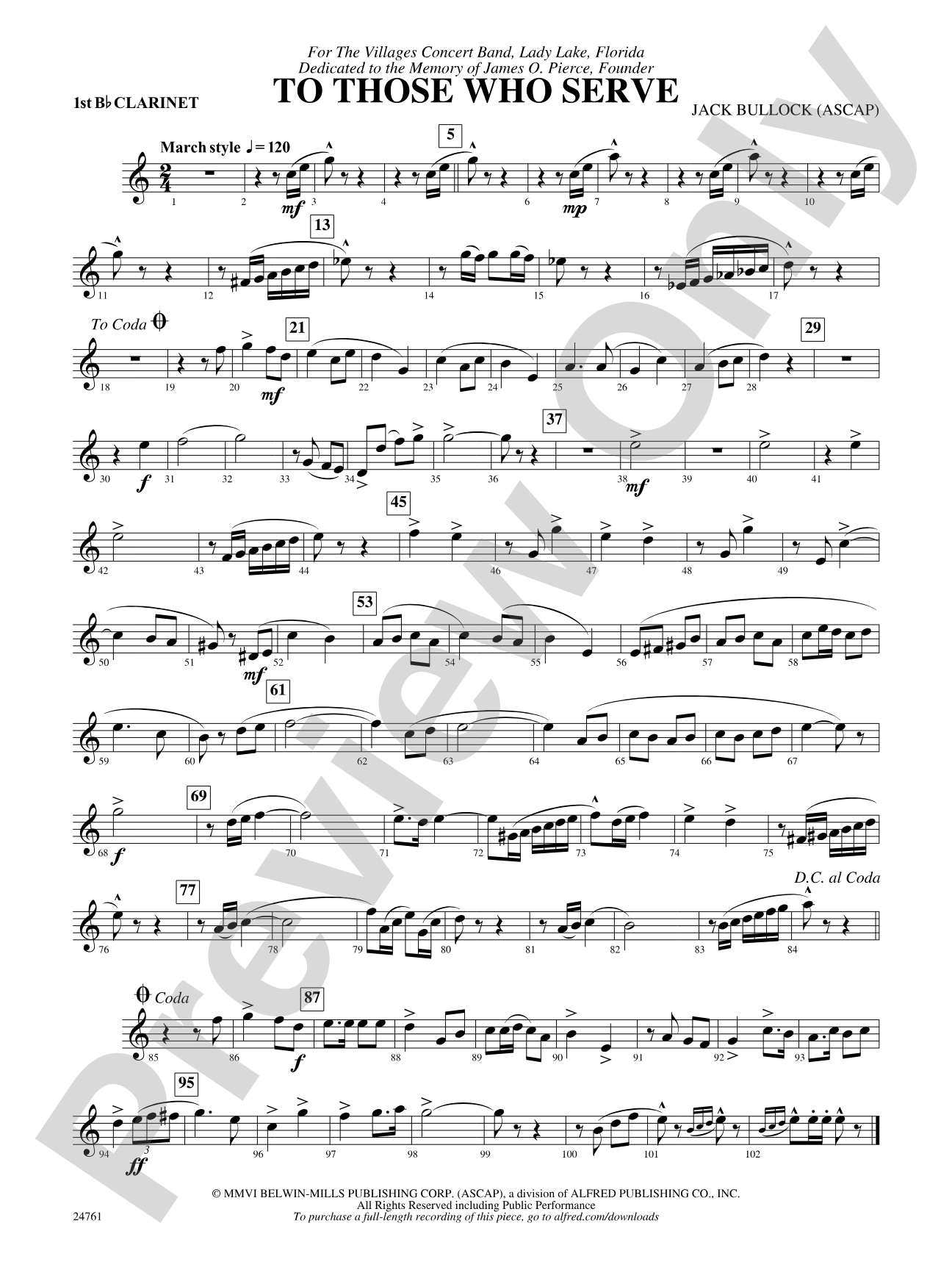 To Those Who Serve: 1st B-flat Clarinet