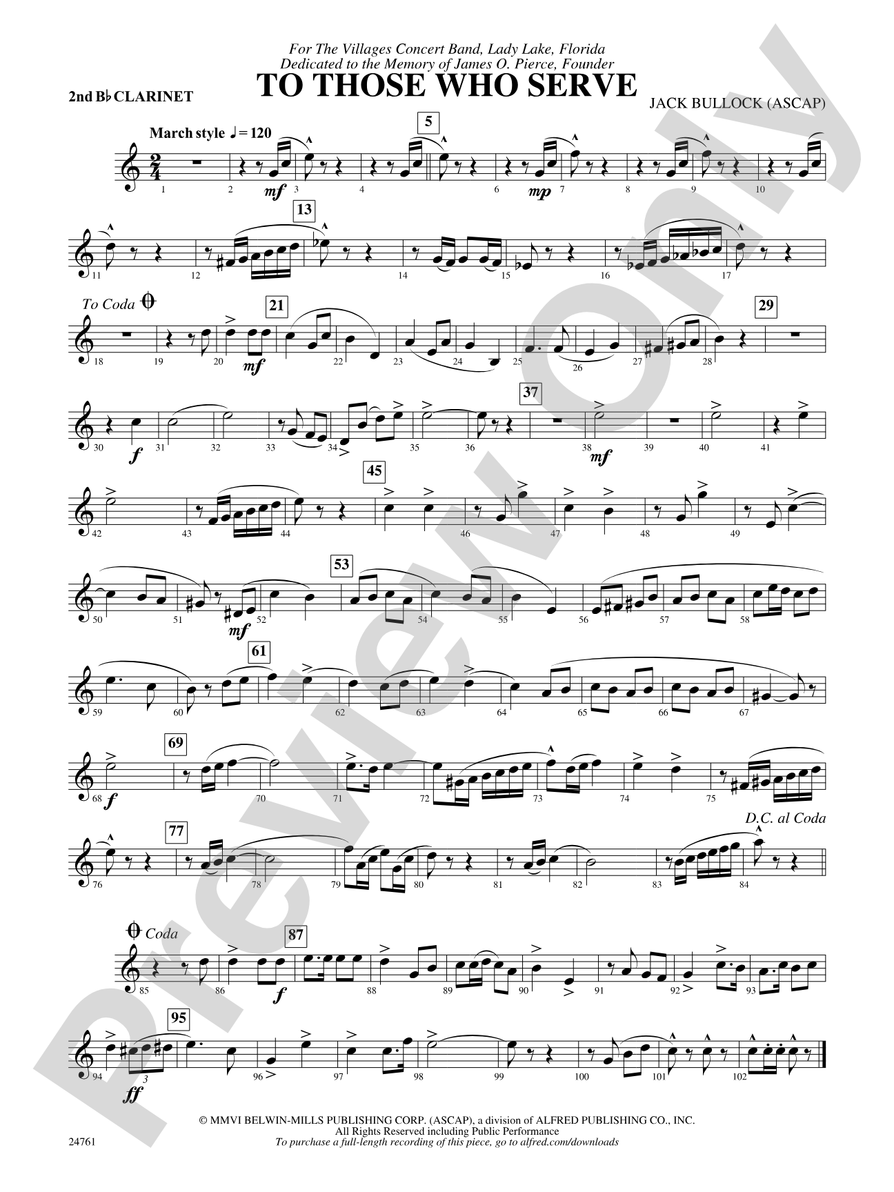To Those Who Serve: 2nd B-flat Clarinet
