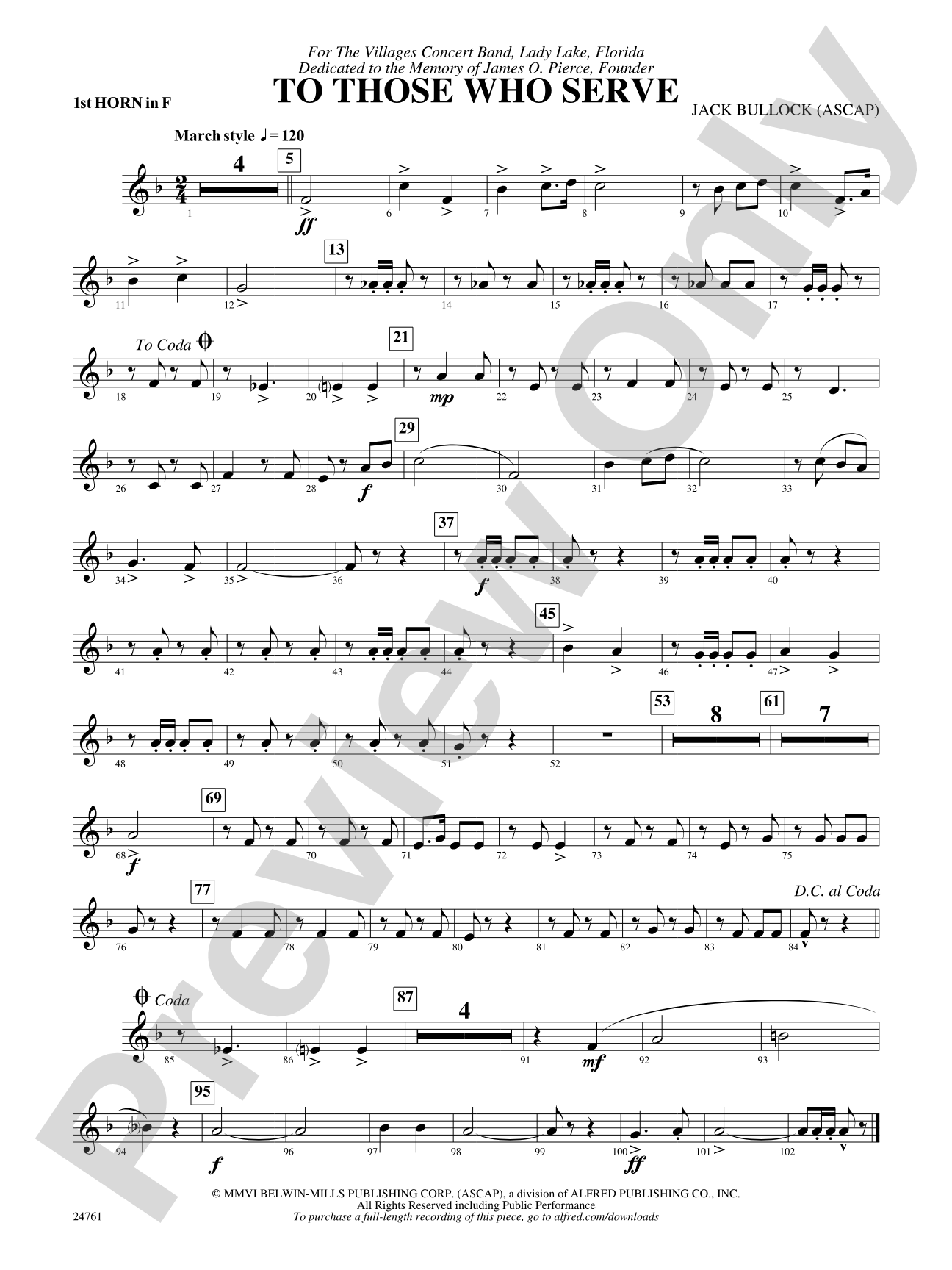 To Those Who Serve: 1st F Horn
