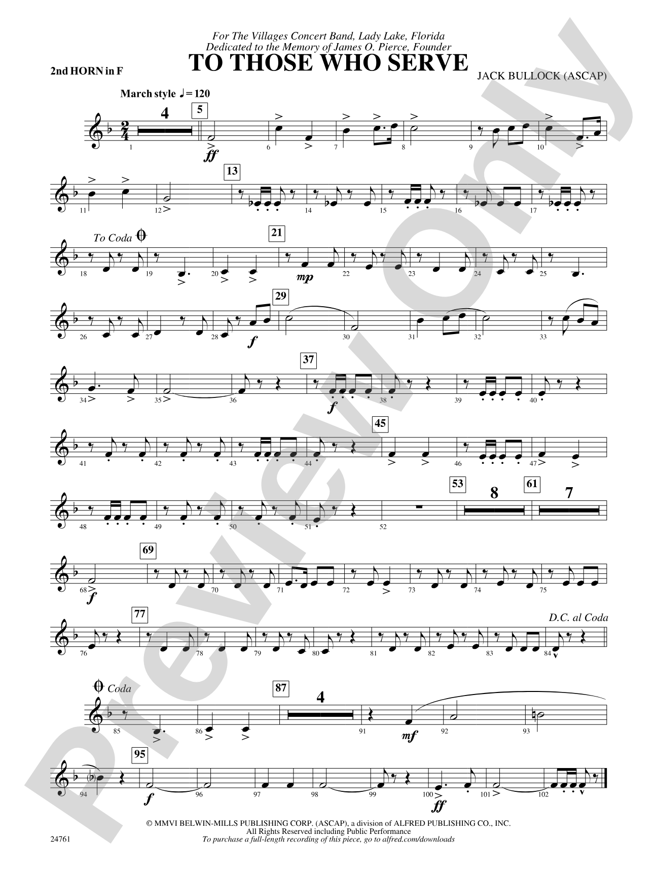 To Those Who Serve: 2nd F Horn