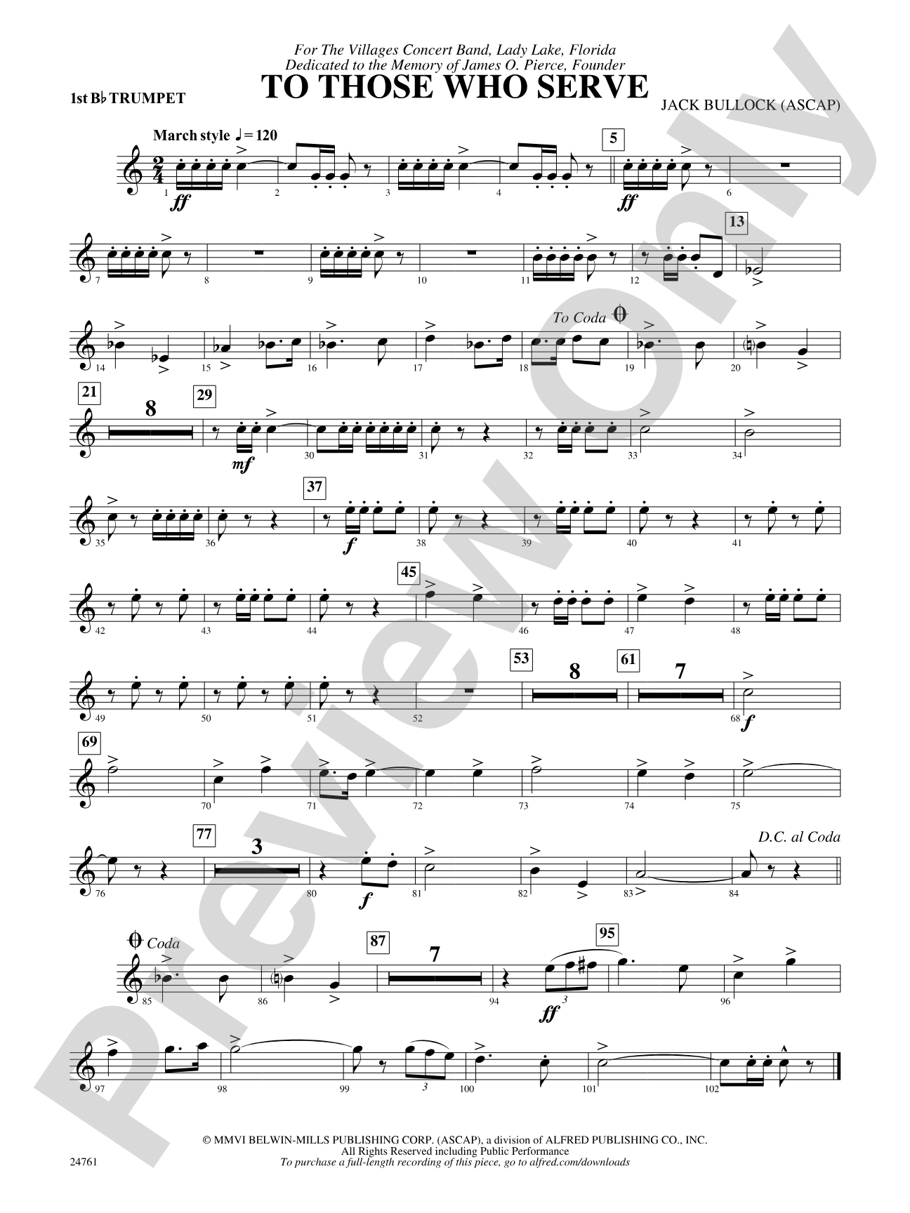 To Those Who Serve: 1st B-flat Trumpet