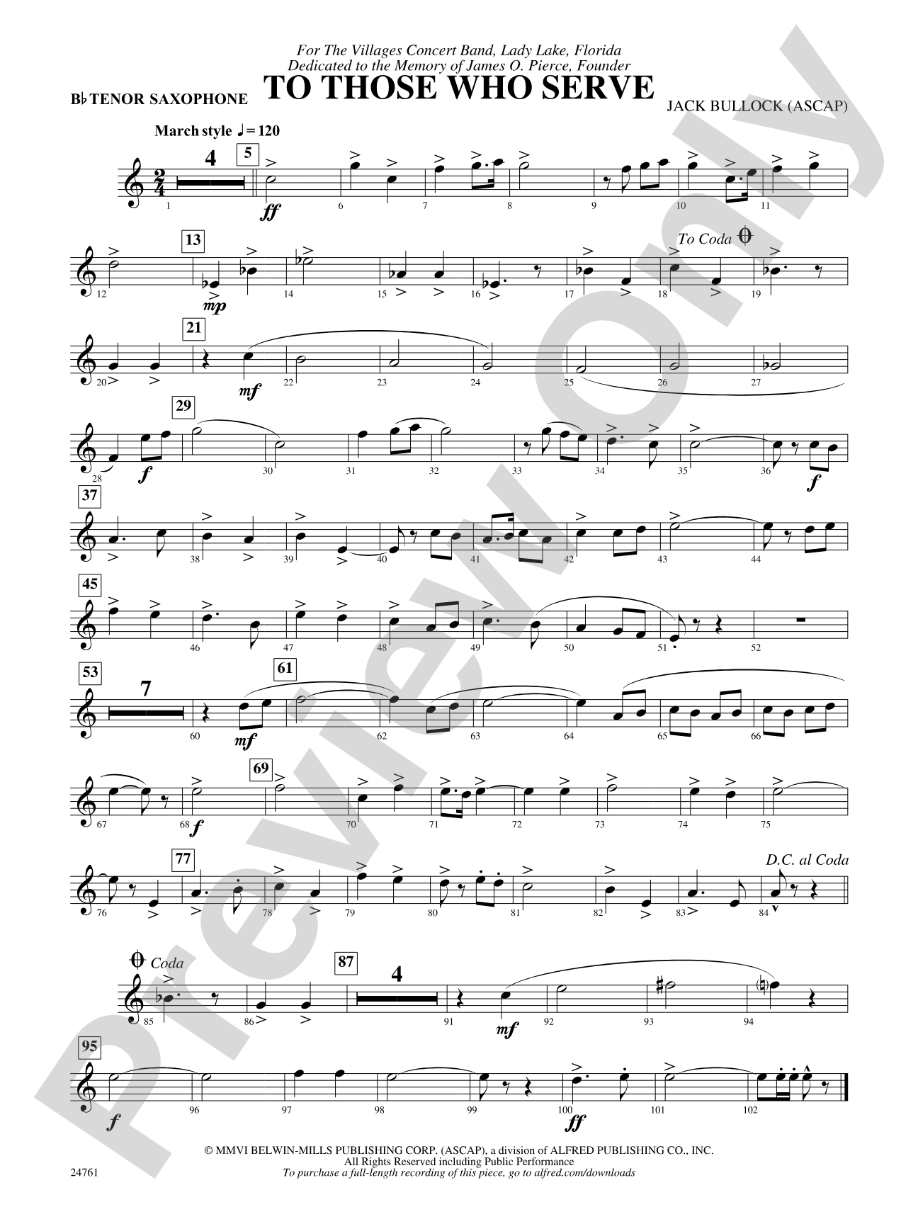 To Those Who Serve: B-flat Tenor Saxophone