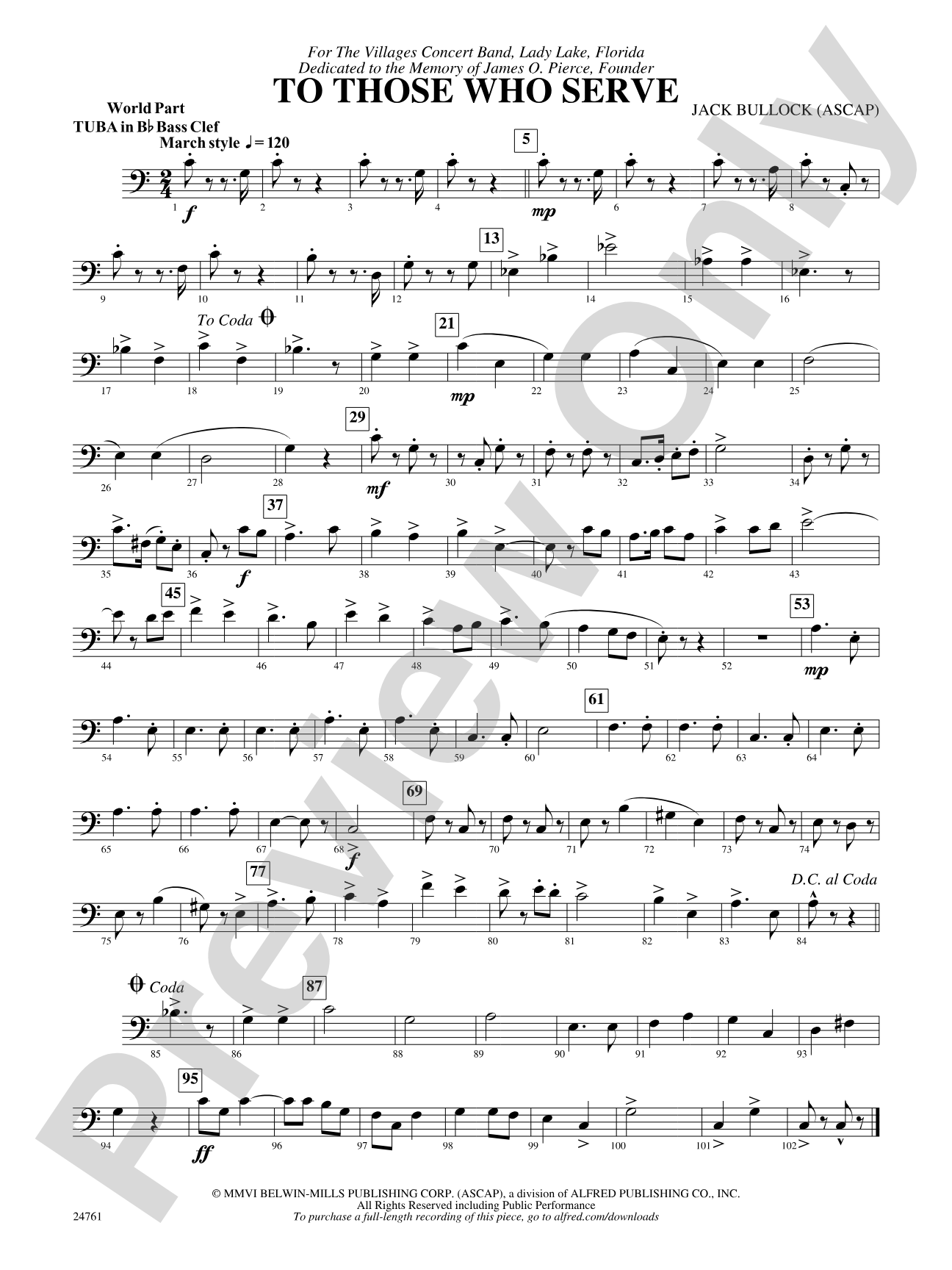To Those Who Serve: (wp) B-flat Tuba B.C.