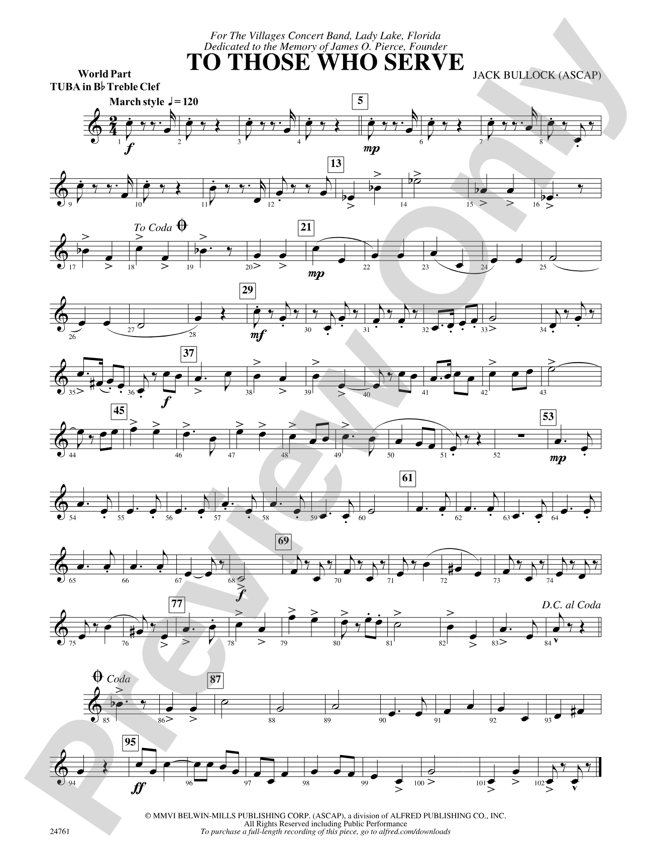 To Those Who Serve: (wp) B-flat Tuba T.C.