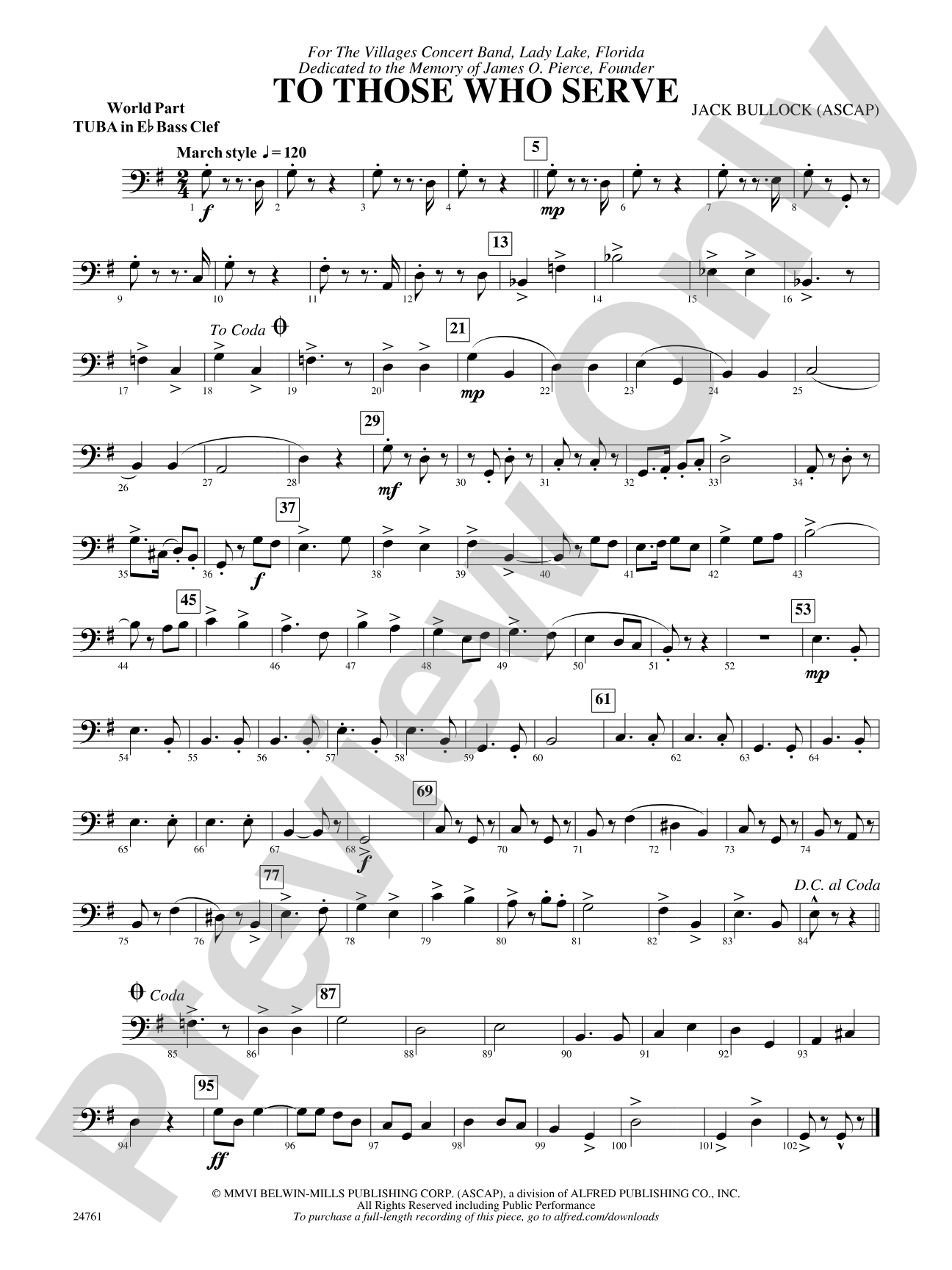To Those Who Serve: (wp) E-flat Tuba B.C.