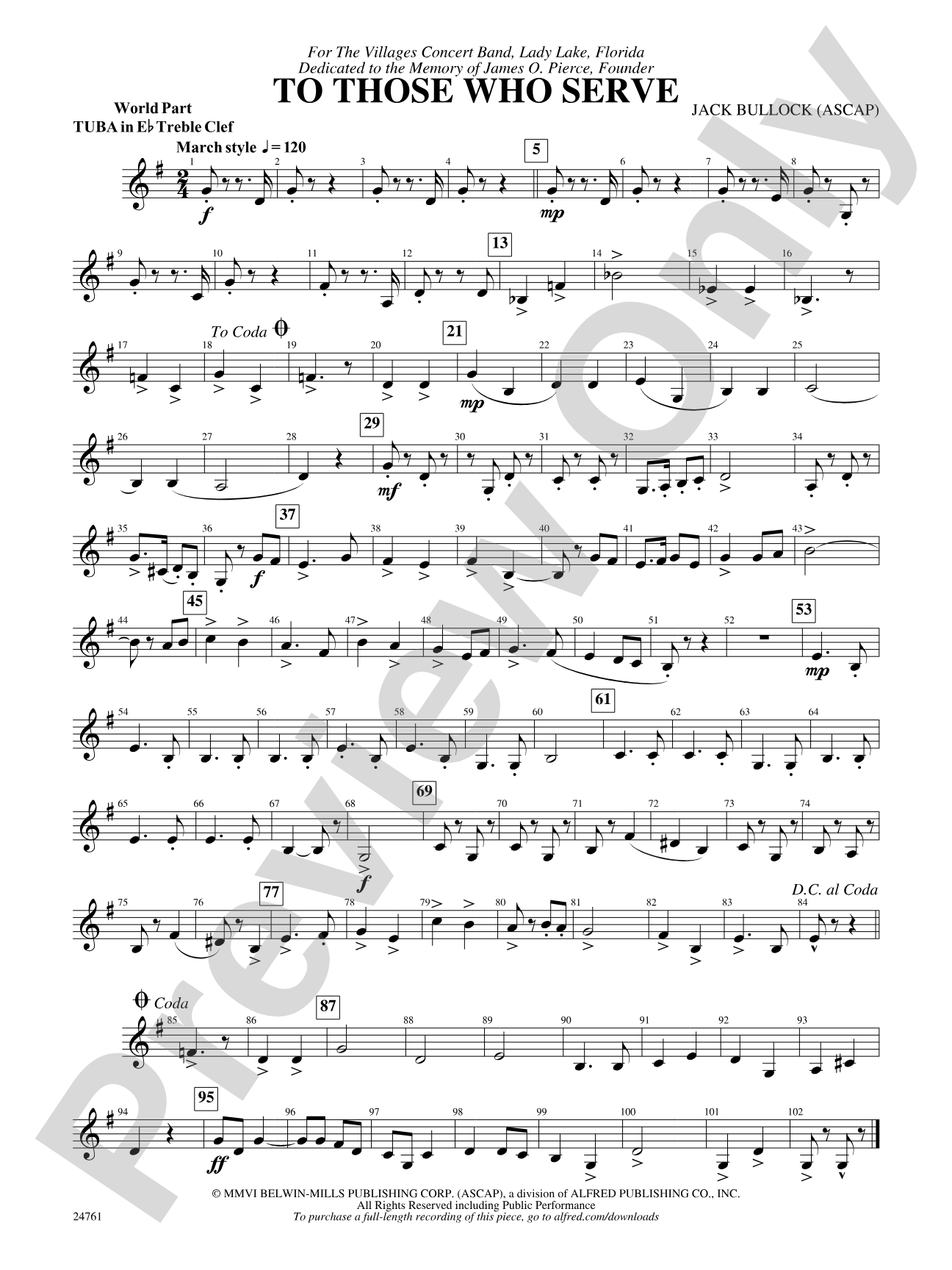 To Those Who Serve: (wp) E-flat Tuba T.C.