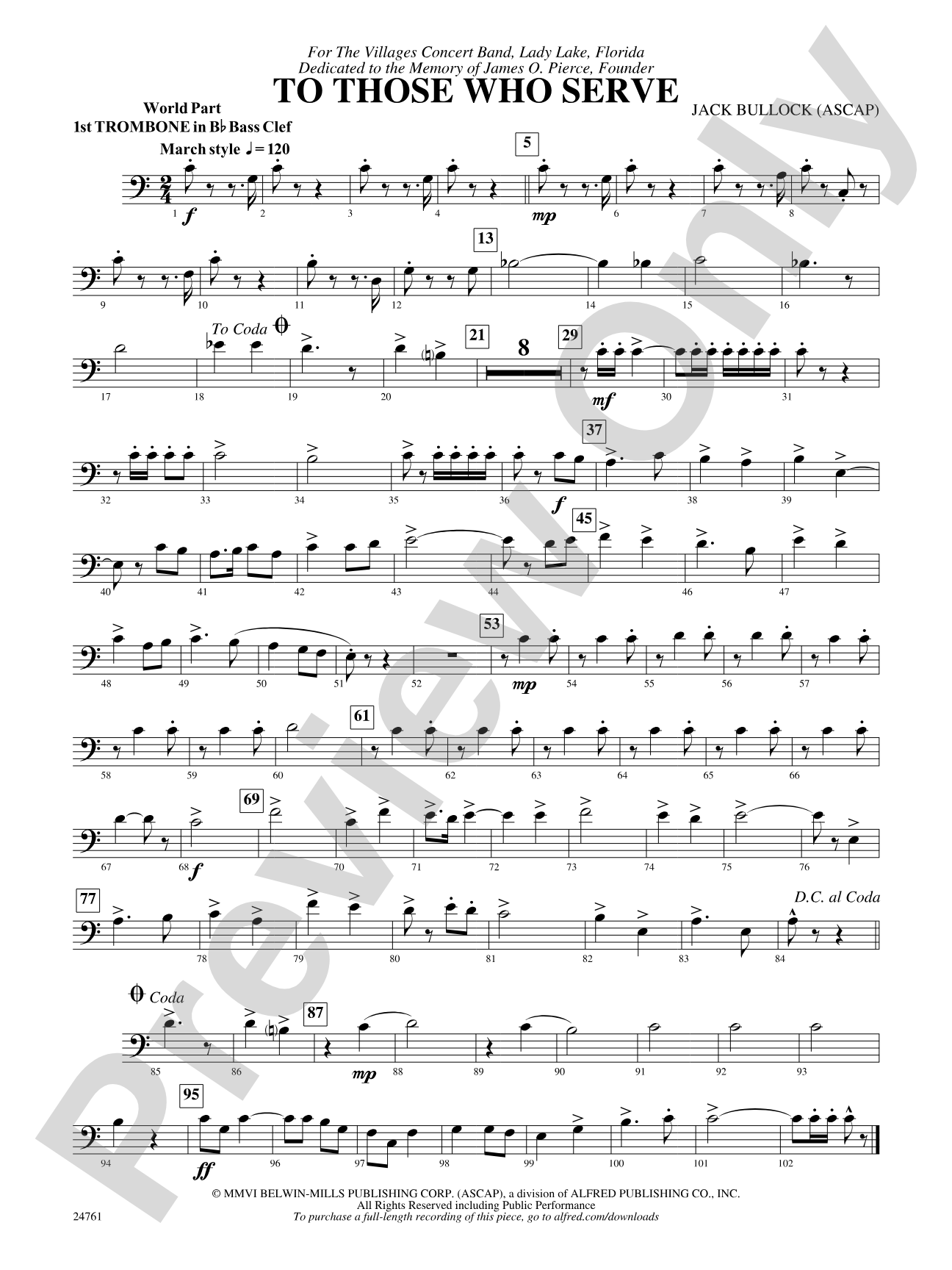 To Those Who Serve: (wp) 1st B-flat Trombone B.C.