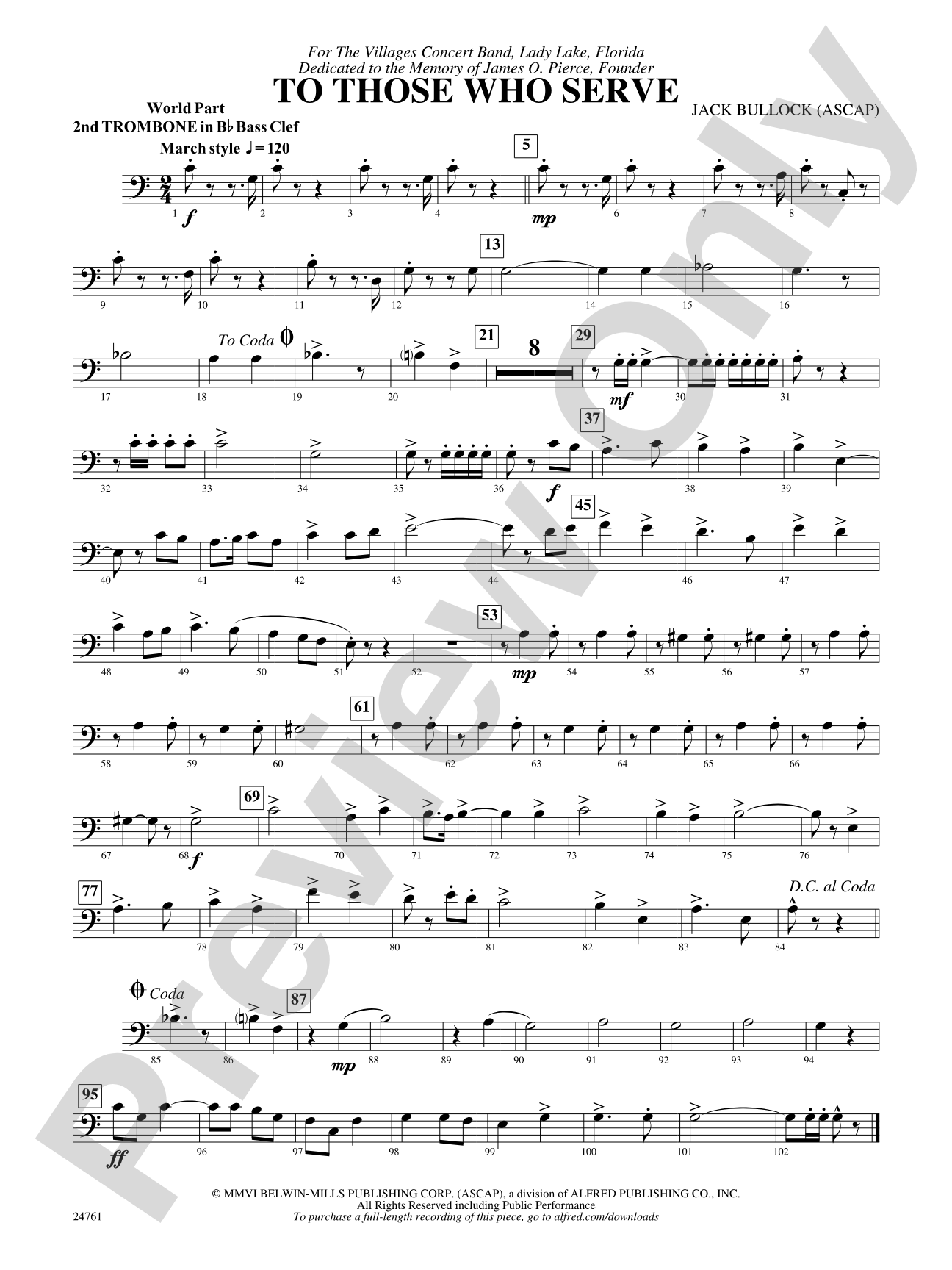 To Those Who Serve: (wp) 2nd B-flat Trombone B.C.